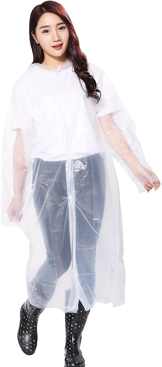 10 عدد پانچو بارانی یکبار مصرف بزرگسال، ست خانوادگی پانچو، یونی‌سکس، لباس بارانی یکبار مصرف اضطراری، شفاف