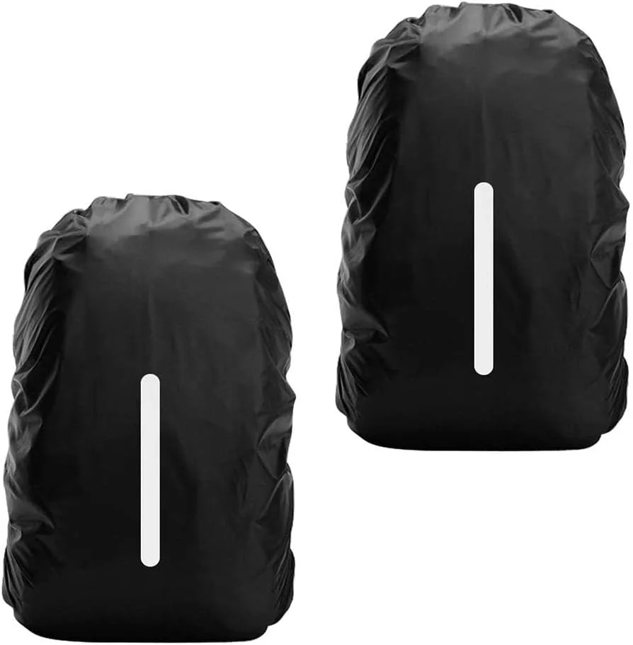 روکش باران ضد آب کوله پشتی DOOKOO، بسته 2 عددی، روکش باران کوله پشتی با نوار بازتابنده، روکش باران کوله پشتی برای پیاده روی/دوچرخه سواری، M (30-40 لیتر)