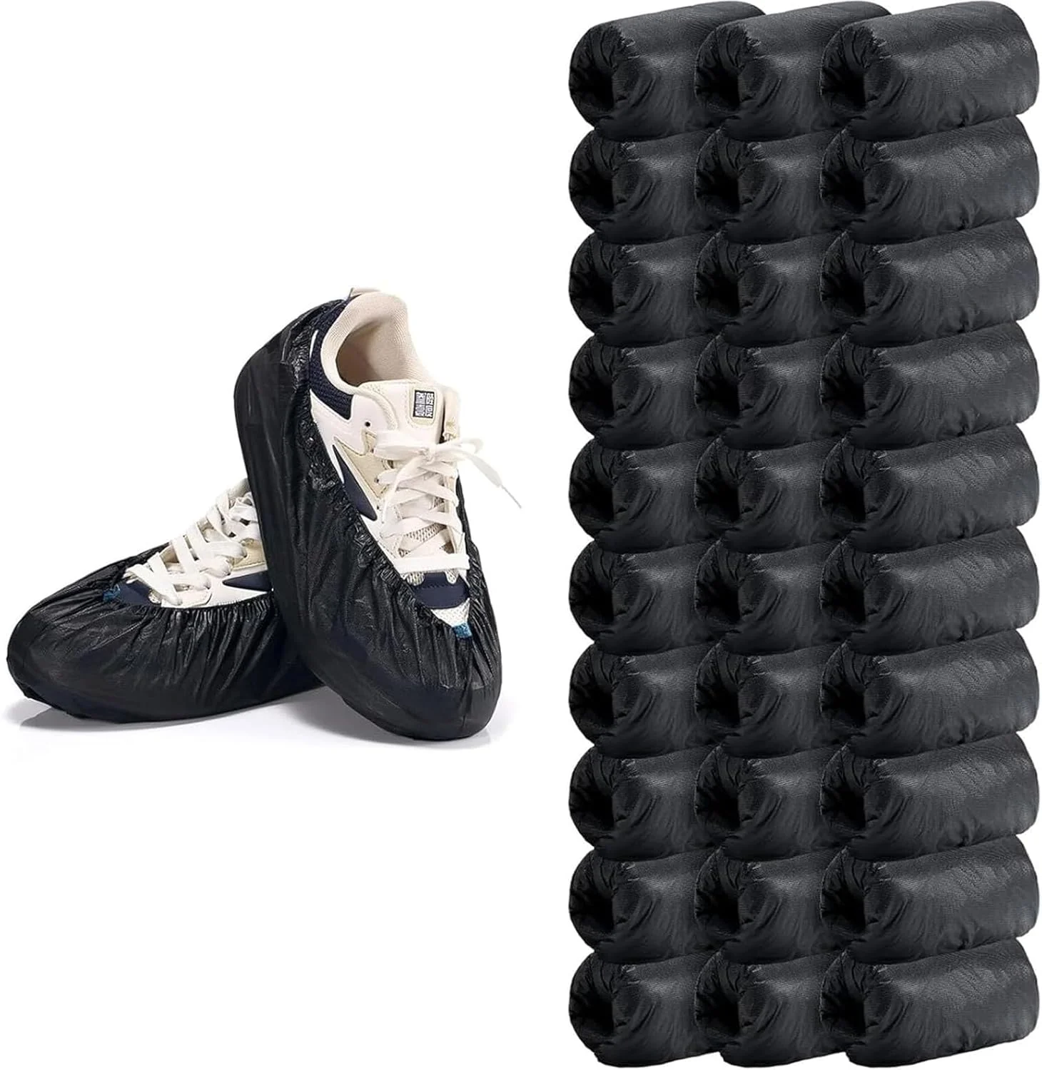 بسته 100 عددی روکش کفش یکبار مصرف | ضد آب، روکش چکمه ضد لغزش برای استفاده در محیط های داخلی/خارجی | سایز مناسب برای اکثر کفش ها (مردانه/زنانه) | محافظت از کف در برابر کثیفی، گرد و غبار و میکروب