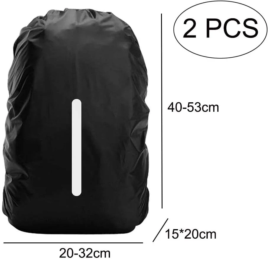 روکش باران ضد آب کوله پشتی DOOKOO، بسته 2 عددی، روکش باران کوله پشتی با نوار بازتابنده، روکش باران کوله پشتی برای پیاده روی/دوچرخه سواری، M (30-40 لیتر)