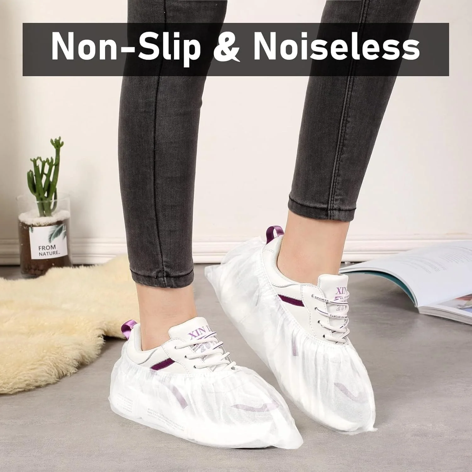 کاور کفش یکبار مصرف CyanCloud، 100 عددی (50 جفت) کاور چکمه، کاور کفش ضد لغزش برای محافظ کفش داخلی، کاور چکمه پزشکی، کفش بارانی، محافظ زیره کفش کتانی، کاور کفش