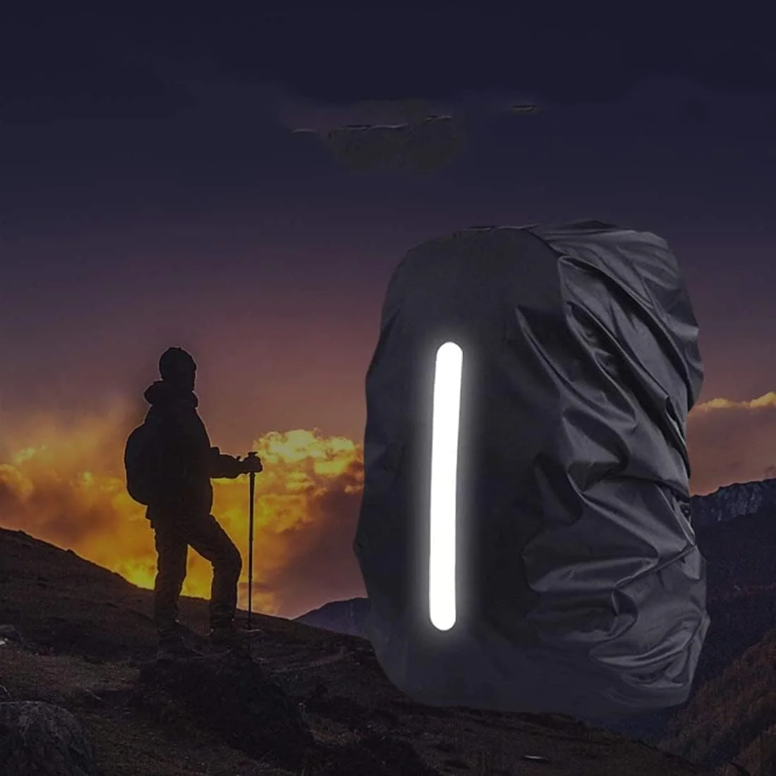 روکش باران ضد آب کوله پشتی DOOKOO، بسته 2 عددی، روکش باران کوله پشتی با نوار بازتابنده، روکش باران کوله پشتی برای پیاده روی/دوچرخه سواری، M (30-40 لیتر)