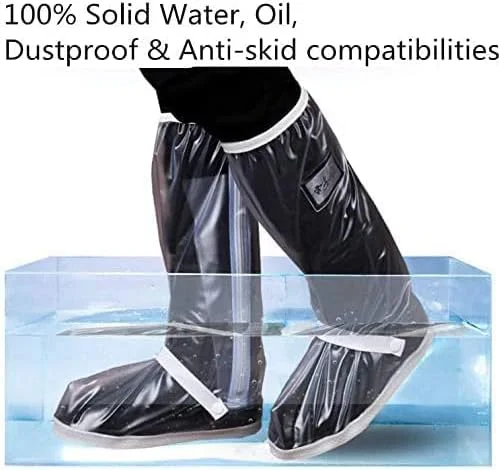 کاور کفش ضد آب مشکی Coodiikaka، کاور چکمه برف و باران با بازتابنده، کاور کفش ضد لغزش قابل استفاده مجدد، مناسب برای باغبانی، موتورسیکلت، دوچرخه سواری، روز بارانی، унисекс (XL)