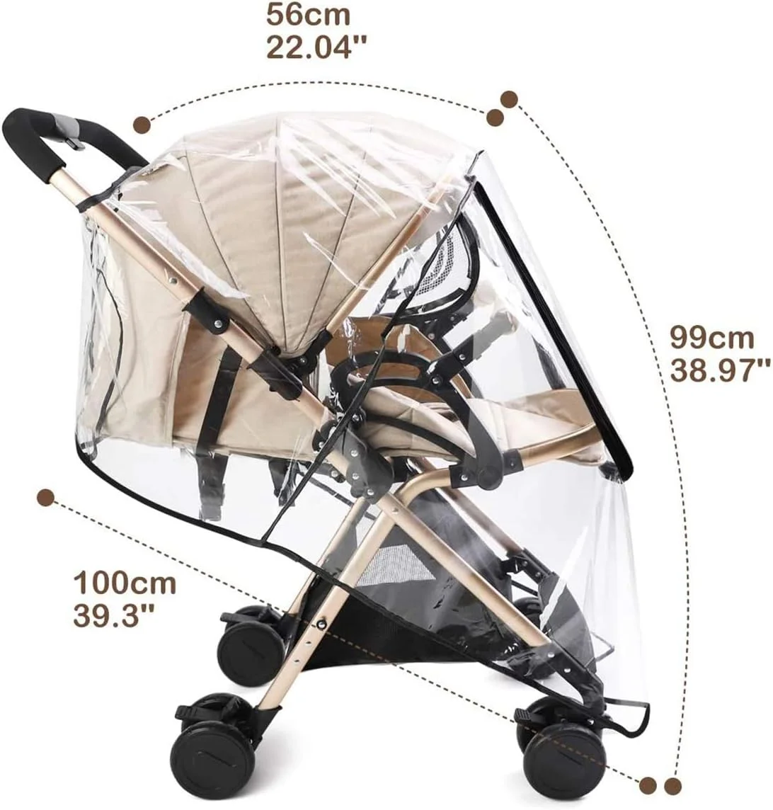 روکش باران جهانی کالسکه کودک دیاگتری، پوشش بارانی کالسکه، EVA شفاف و ضد آب برای کالسکه بچه، کالسکه مسافرتی در فضای باز