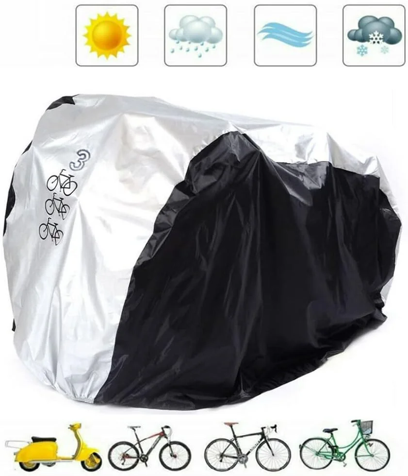 روکش دوچرخه Beauenty مناسب فضای باز برای 3 دوچرخه، ضد آب، مقاوم در برابر باران، آفتاب، اشعه ماوراء بنفش، گرد و غبار و باد، مناسب برای دوچرخه های کوهستانی، جاده ای و برقی به همراه کیف نگهداری (L)