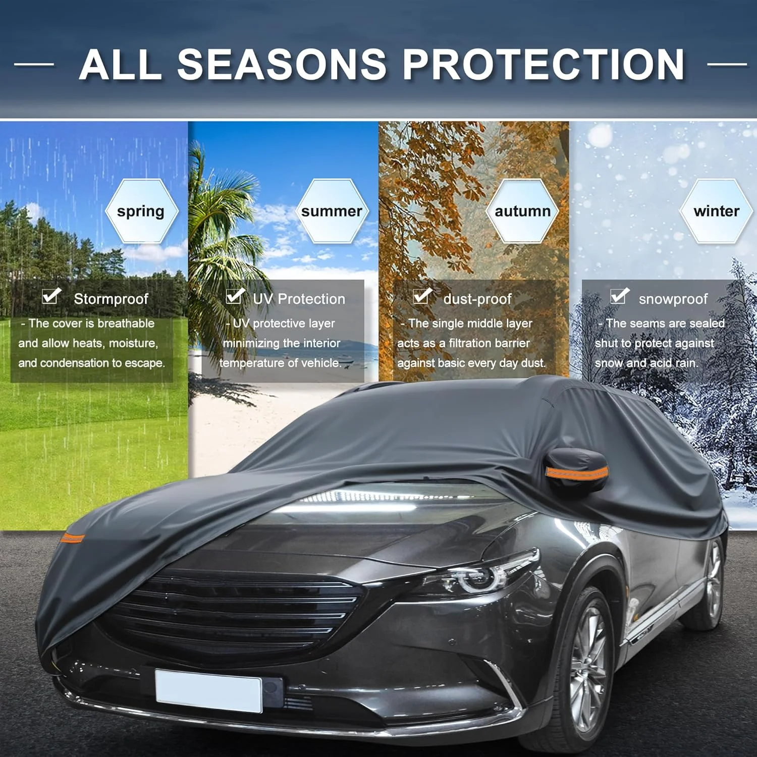 روکش خودرو X AUTOHAUX برای Mazda CX-5 210D-PU، روکش کامل خودرو برای فضای باز، ضد آب و مقاوم در برابر باد، محافظت در برابر آفتاب، باران و برف، دارای زیپ درب راننده، مشکی روکش خودرو X AUTOHAUX برای Mazda CX-5 210D-PU، روکش کامل خودرو برای فضای باز، ضد آب و مقاوم در برابر باد، محافظت در برابر آفتاب، باران و برف، دارای زیپ درب راننده، مشکی