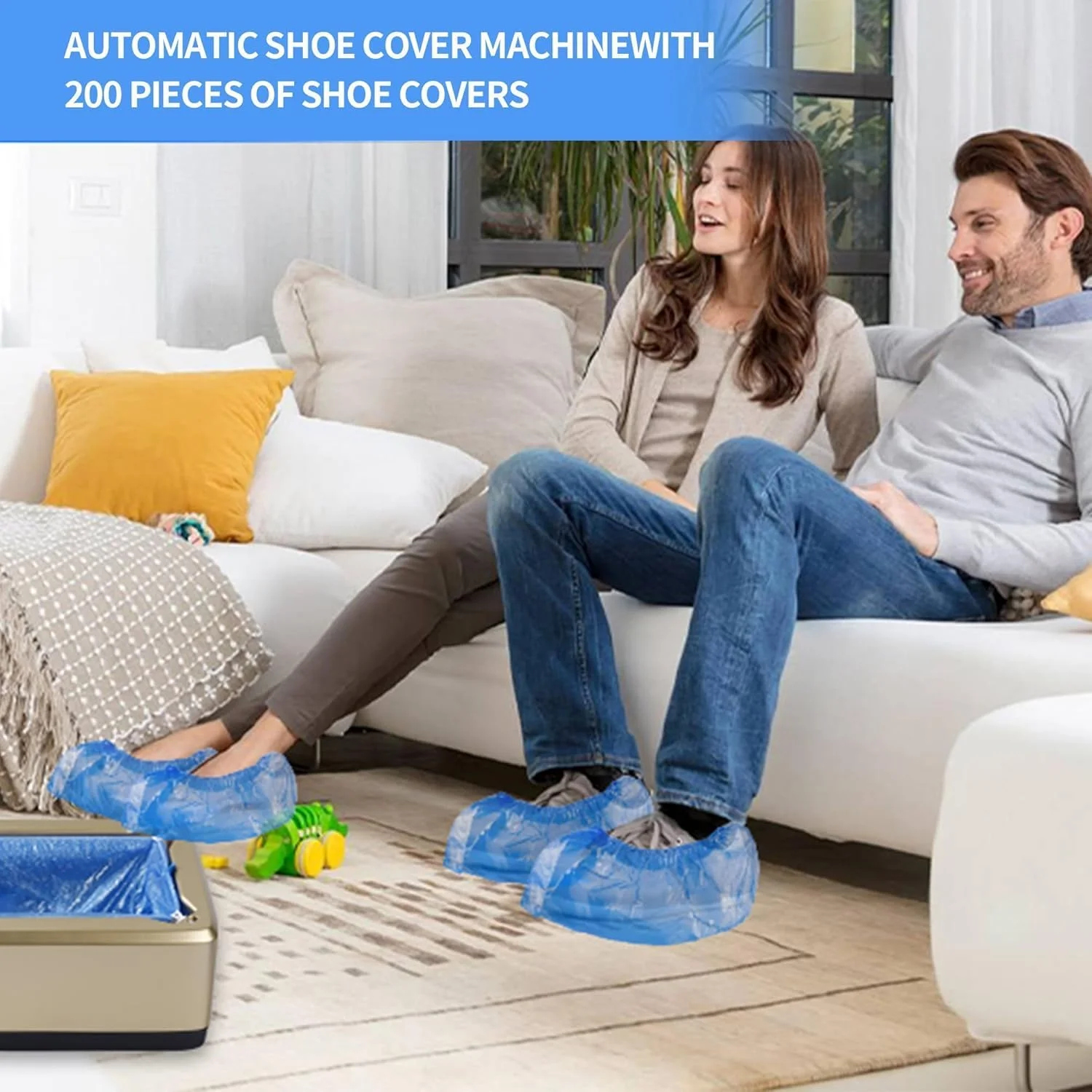 دستگاه کاور کفش اتوماتیک Azonee با کاور پلاستیکی یکبار مصرف T-Buckle از جنس نانوون – ضد لغزش، ضد گرد و غبار، جنس CPE، مناسب برای آزمایشگاه ها، منازل، فروشگاه ها، فضاهای عمومی (50 جفت آبی)