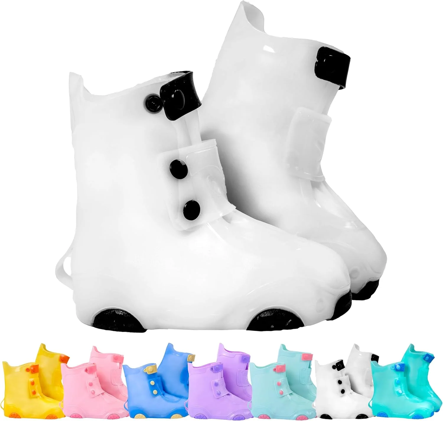 کاور کفش باران Azonee برای کودکان، کاور کفش ضد لغزش، مقاوم در برابر سایش و ضد آب برای پسران و دختران، پاپوش گالش قابل استفاده مجدد برای فضای باز، باغ، دوچرخه سواری، مدرسه، بازی، مسافرت و چکمه های بارانی