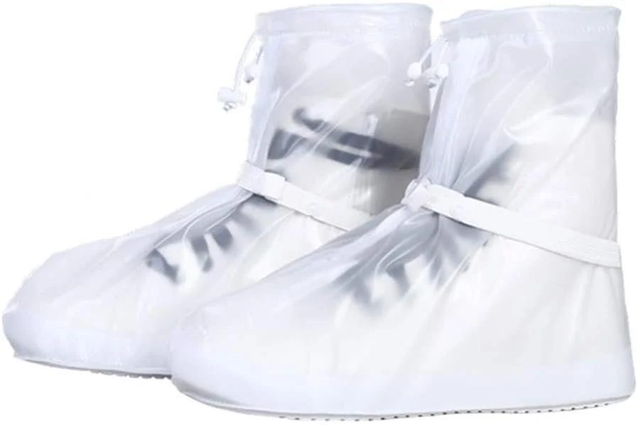 کاور کفش سفید ضد لغزش محافظ ضد آب یونی‌سکس، کاور چکمه کفش، کاور کفش بارانی ساق بلند مناسب روزهای بارانی و فضاهای باز
