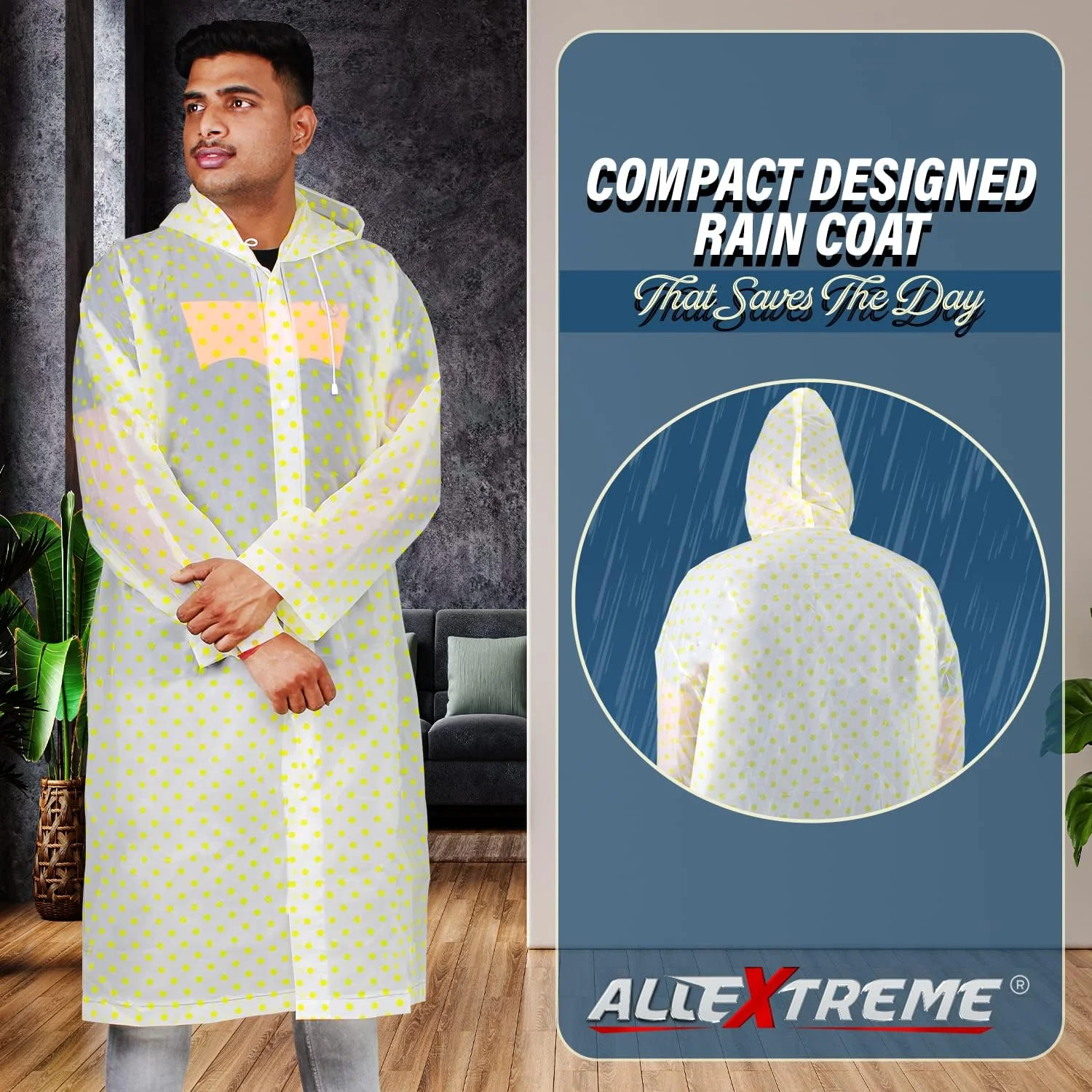 پانچو بارانی AllExtreme EVA، ژاکت بارانی ضد آب کلاه دار شفاف با آستین برای زنان مردان کمپینگ فصل بارانی مسافرت