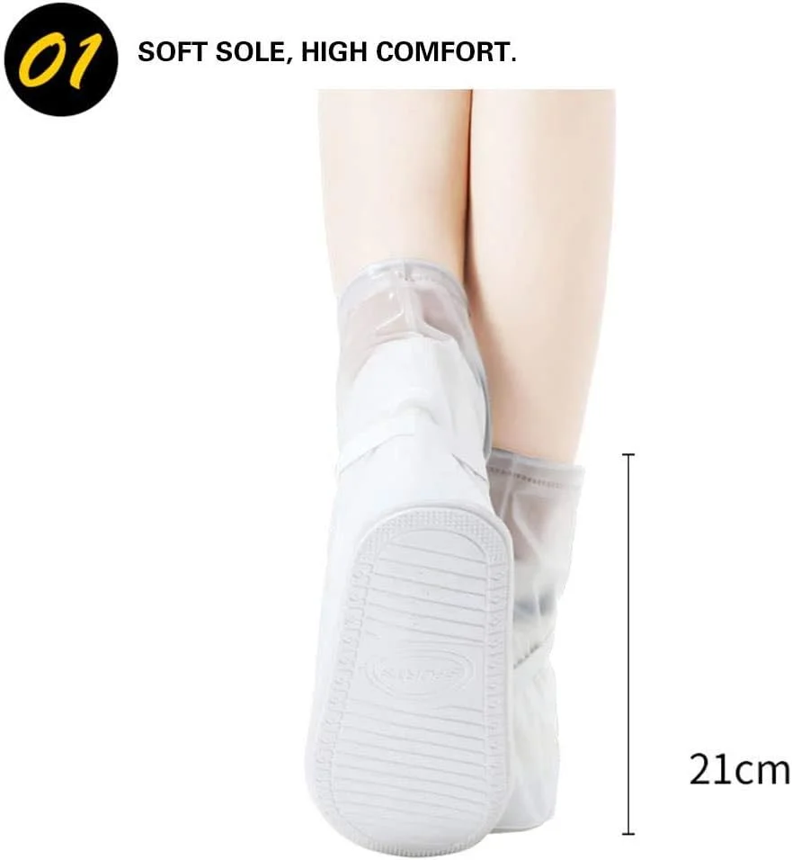 کاور کفش سفید ضد لغزش محافظ ضد آب یونی‌سکس، کاور چکمه کفش، کاور کفش بارانی ساق بلند مناسب روزهای بارانی و فضاهای باز