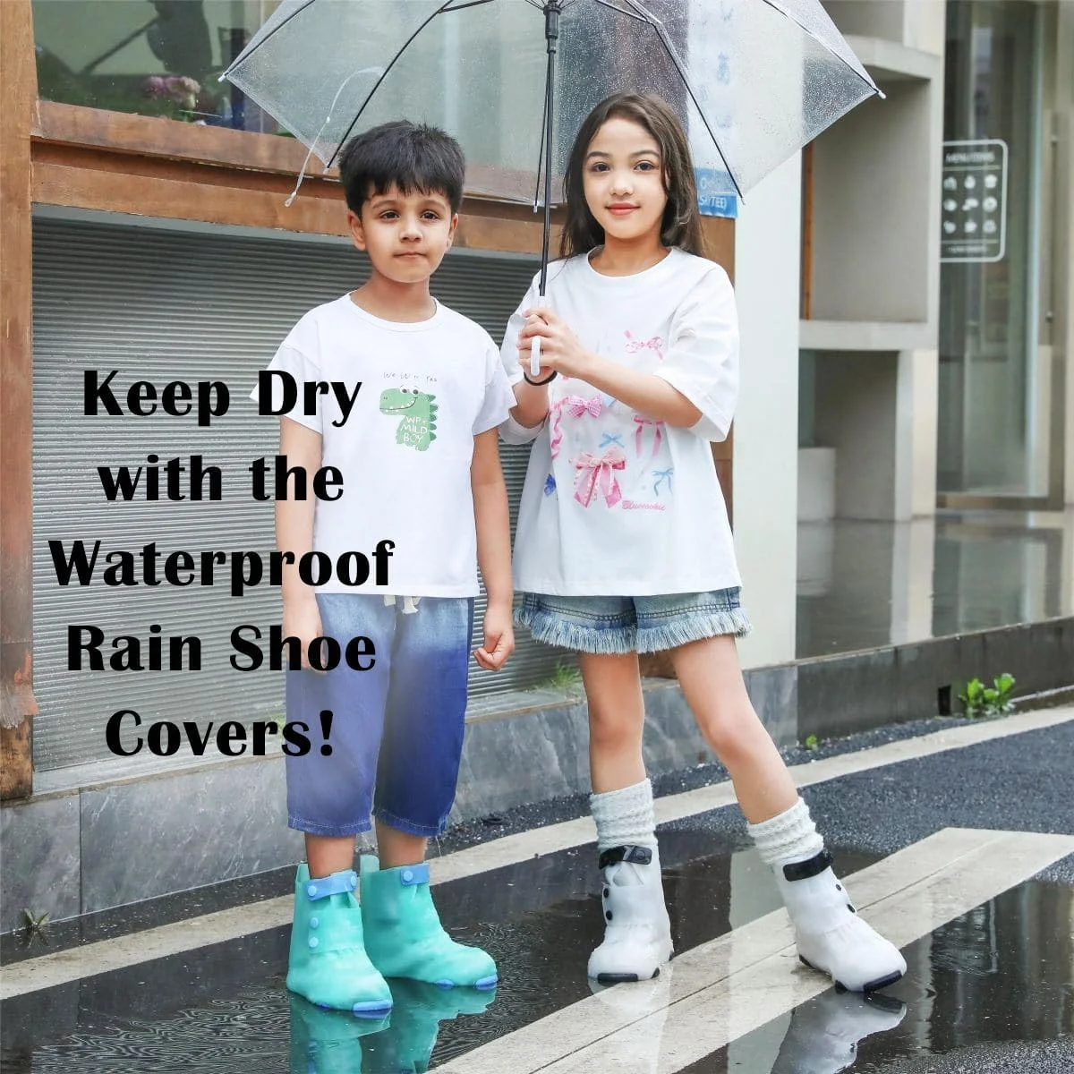 کاور کفش باران Azonee برای کودکان، کاور کفش ضد لغزش، مقاوم در برابر سایش و ضد آب برای پسران و دختران، پاپوش گالش قابل استفاده مجدد برای فضای باز، باغ، دوچرخه سواری، مدرسه، بازی، مسافرت و چکمه های بارانی