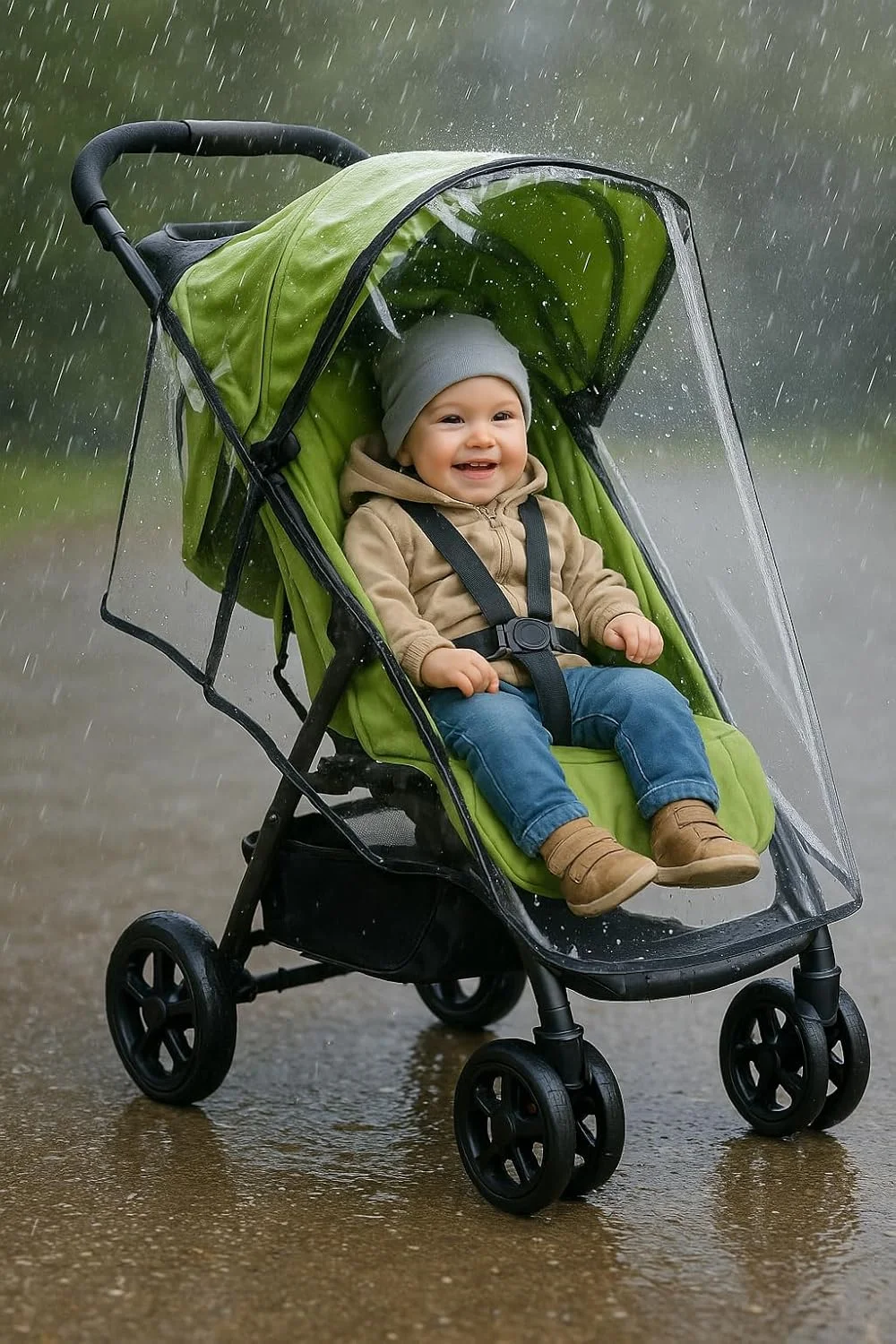 AMERTEER Baby Stroller Cover | Universal Waterproof Rain Protector for Stroller | Durable Transparent Weather Shield | All-Weather Protection for Babies & Prams | Easy to Install & Foldable