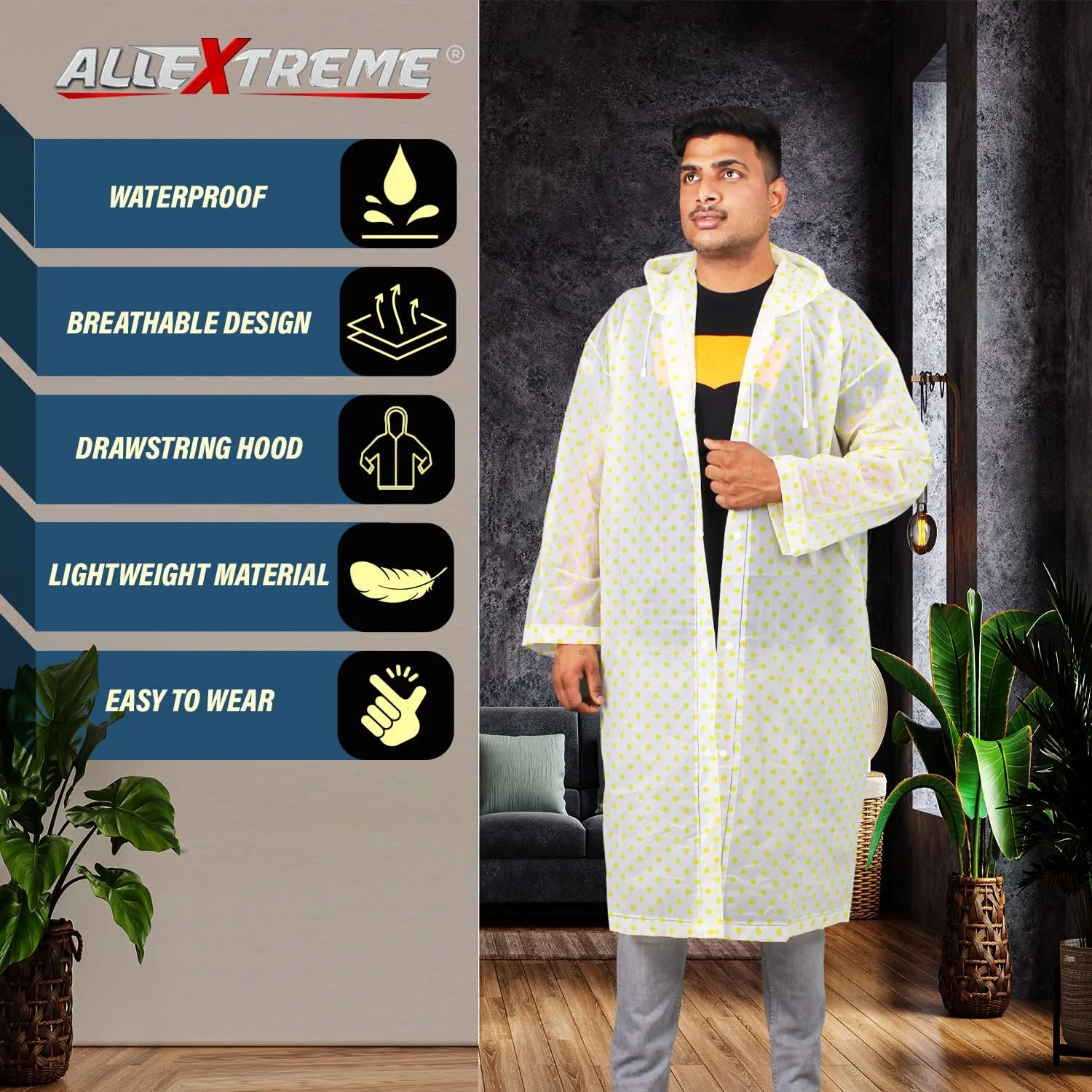 پانچو بارانی AllExtreme EVA، ژاکت بارانی ضد آب کلاه دار شفاف با آستین برای زنان مردان کمپینگ فصل بارانی مسافرت