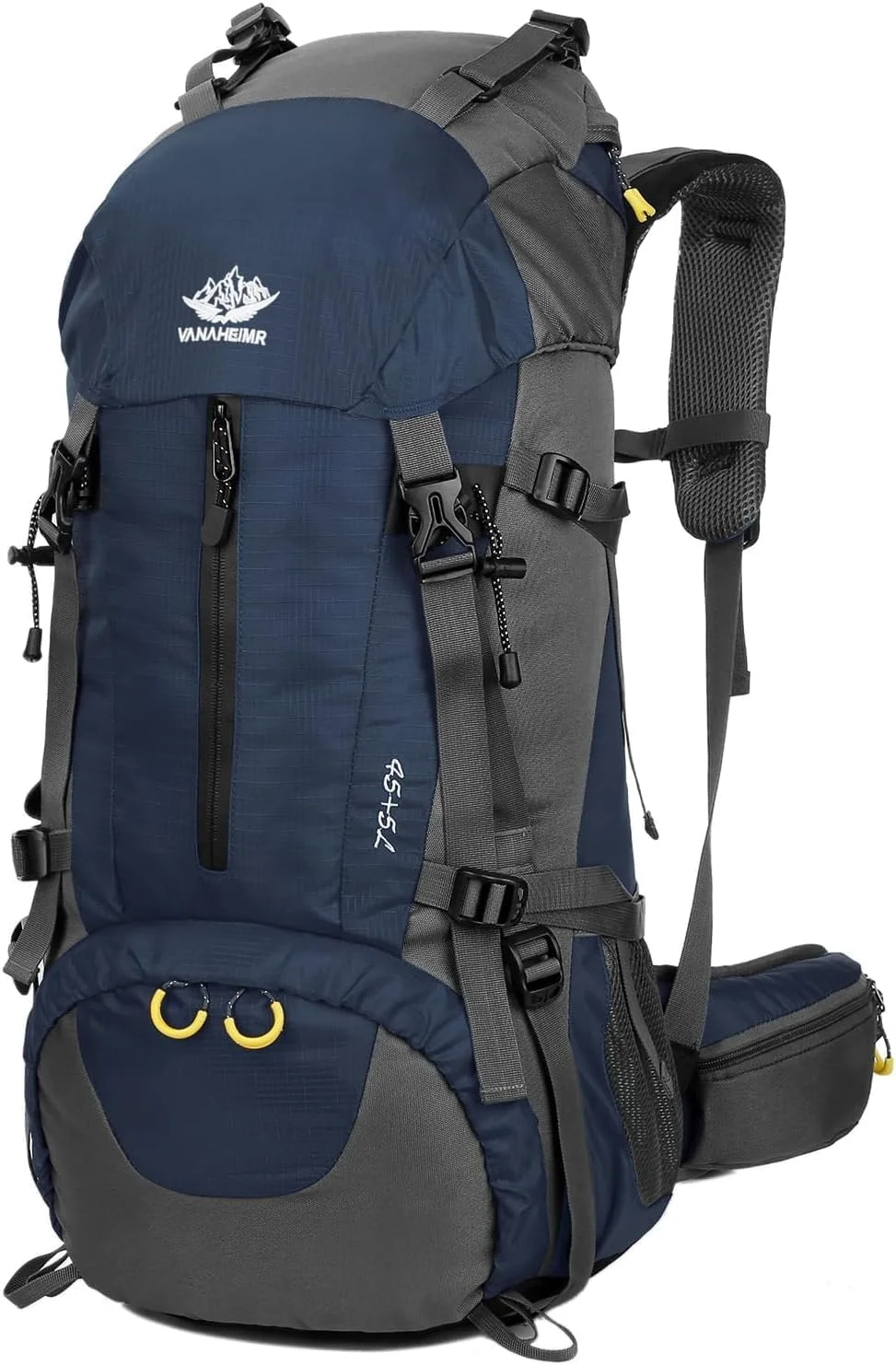 کوله پشتی کوهنوردی 50 لیتری، کیف ضد آب لوازم ضروری کمپینگ با روکش باران، کوله پشتی سبک وزن 45+5 لیتری (50 لیتر)