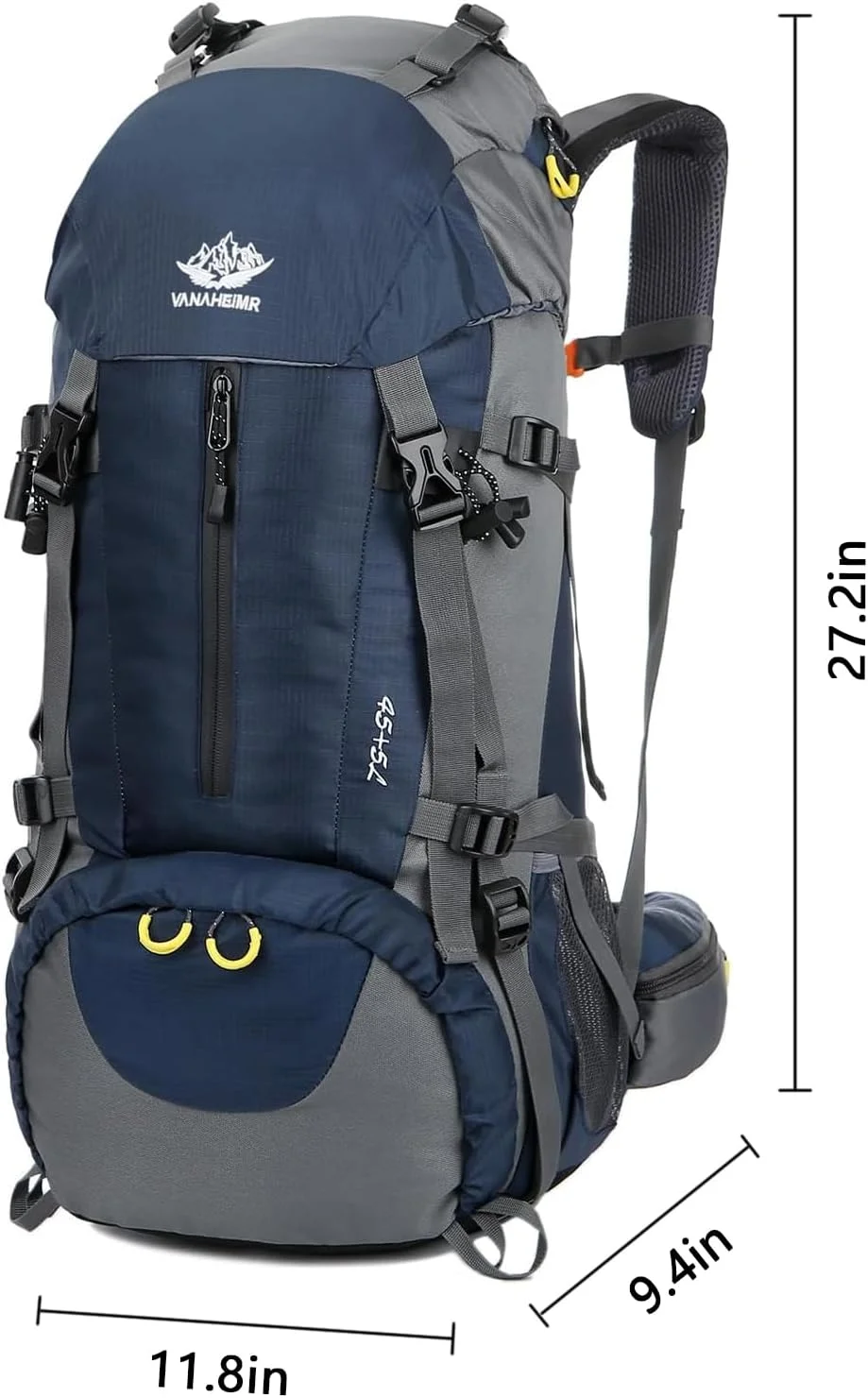 کوله پشتی کوهنوردی 50 لیتری، کیف ضد آب لوازم ضروری کمپینگ با روکش باران، کوله پشتی سبک وزن 45+5 لیتری (50 لیتر)