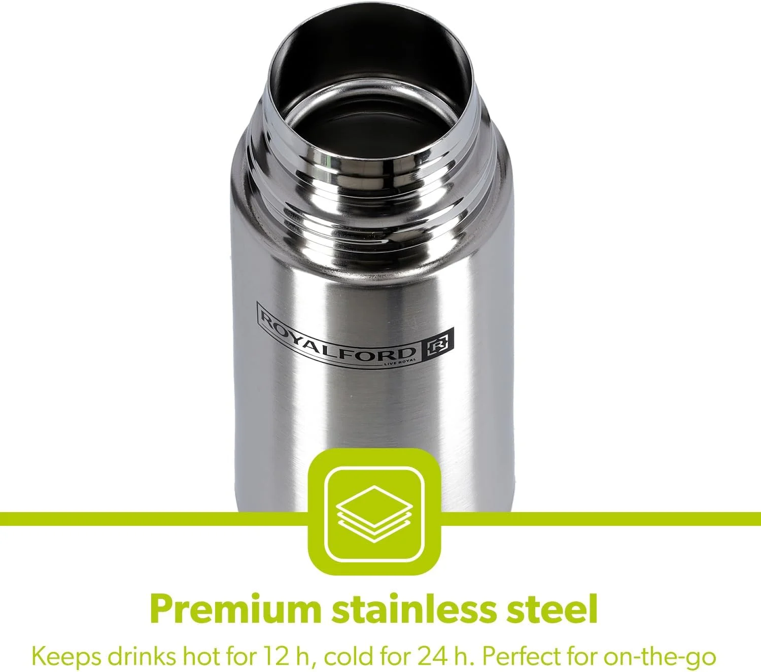 Royalford Stainless Steel Vacuum Bottle, 1000 ml, RF9782 Royalford Stainless Steel Vacuum Bottle, 1000 ml, RF9782