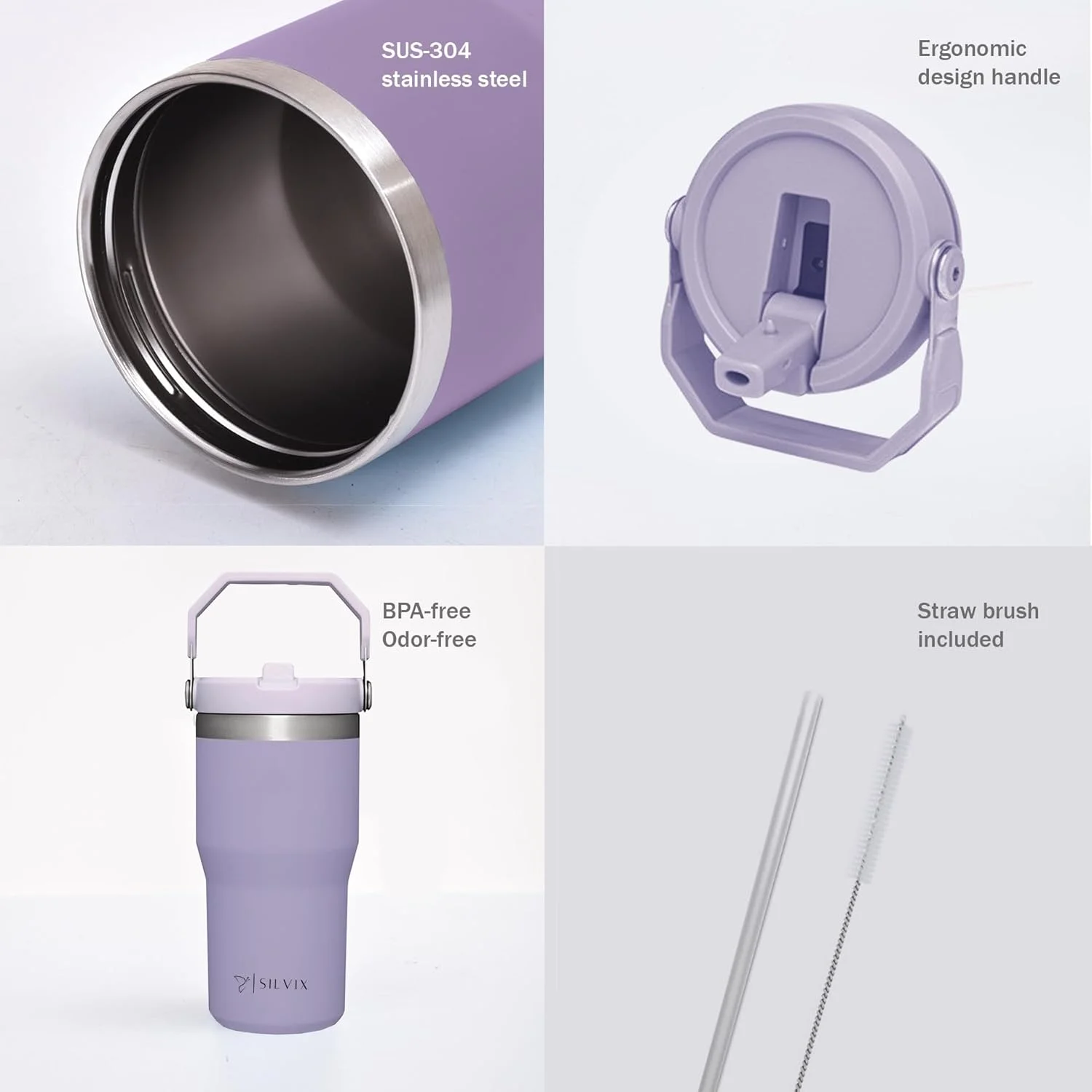 SILVIX 600ML THERMOS CUP WITH STRAW | 304 STAINLESS STEEL | Double-Layer Vacuum Insulated Water Bottle | Leakproof Car Cup for Hot & Cold Drinks | Ideal Tumbler for Gym, Outdoor, & Kids (Purple) SILVIX 600ML THERMOS CUP WITH STRAW | 304 STAINLESS STEEL | Double-Layer Vacuum Insulated Water Bottle | Leakproof Car Cup for Hot & Cold Drinks | Ideal Tumbler for Gym, Outdoor, & Kids (Purple)