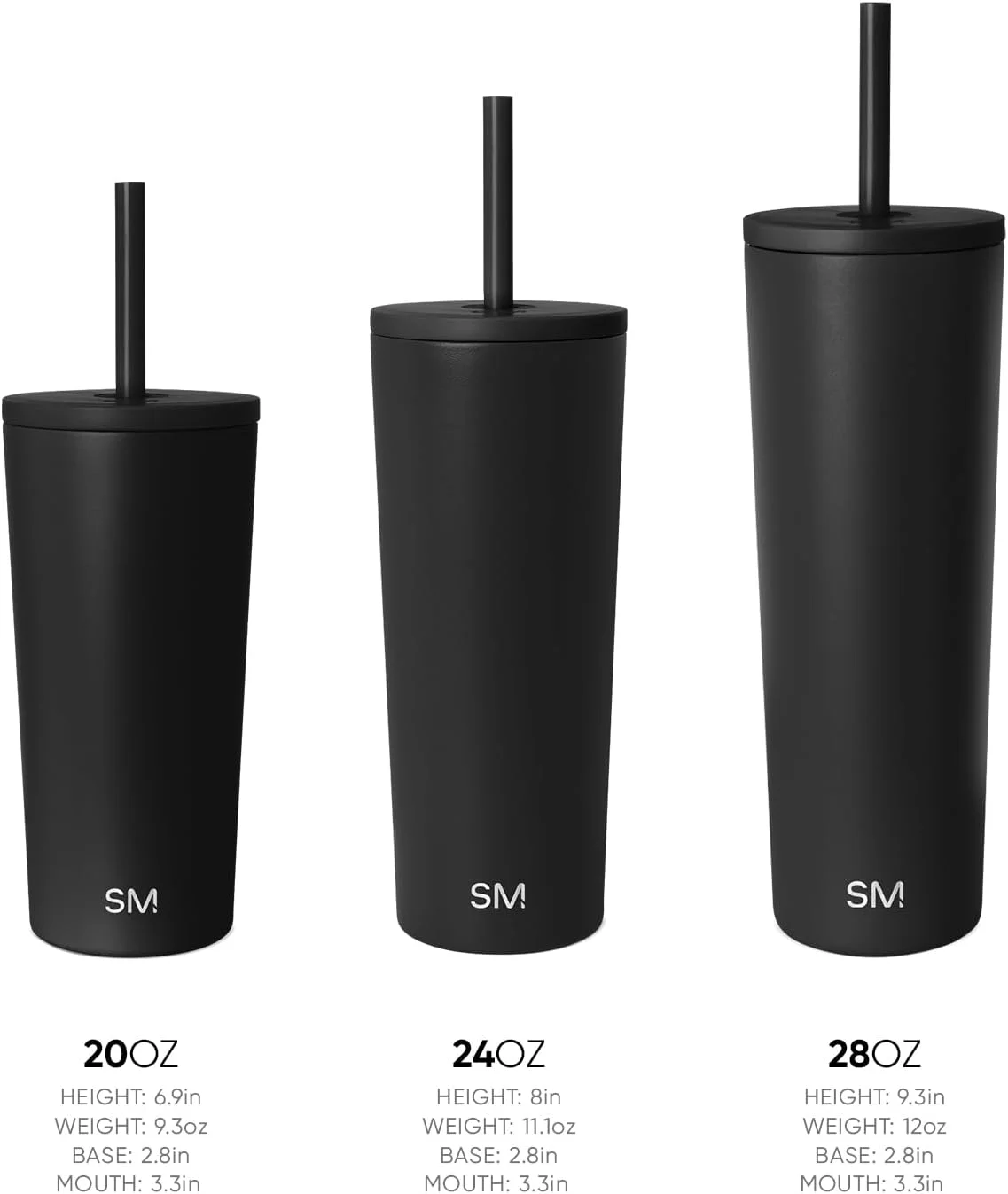 Simple Modern Insulated Tumbler with Lid and Straw | Iced Coffee Cup Reusable Stainless Steel Water Bottle Travel Mug | Gifts for Women Men Her Him | Classic Collection | 24oz | Midnight Black Simple Modern Insulated Tumbler with Lid and Straw | Iced Coffee Cup Reusable Stainless Steel Water Bottle Travel Mug | Gifts for Women Men Her Him | Classic Collection | 24oz | Midnight Black