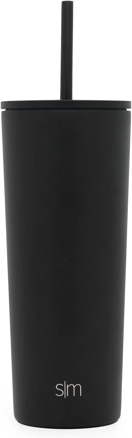 Simple Modern Insulated Tumbler with Lid and Straw | Iced Coffee Cup Reusable Stainless Steel Water Bottle Travel Mug | Gifts for Women Men Her Him | Classic Collection | 24oz | Midnight Black Simple Modern Insulated Tumbler with Lid and Straw | Iced Coffee Cup Reusable Stainless Steel Water Bottle Travel Mug | Gifts for Women Men Her Him | Classic Collection | 24oz | Midnight Black