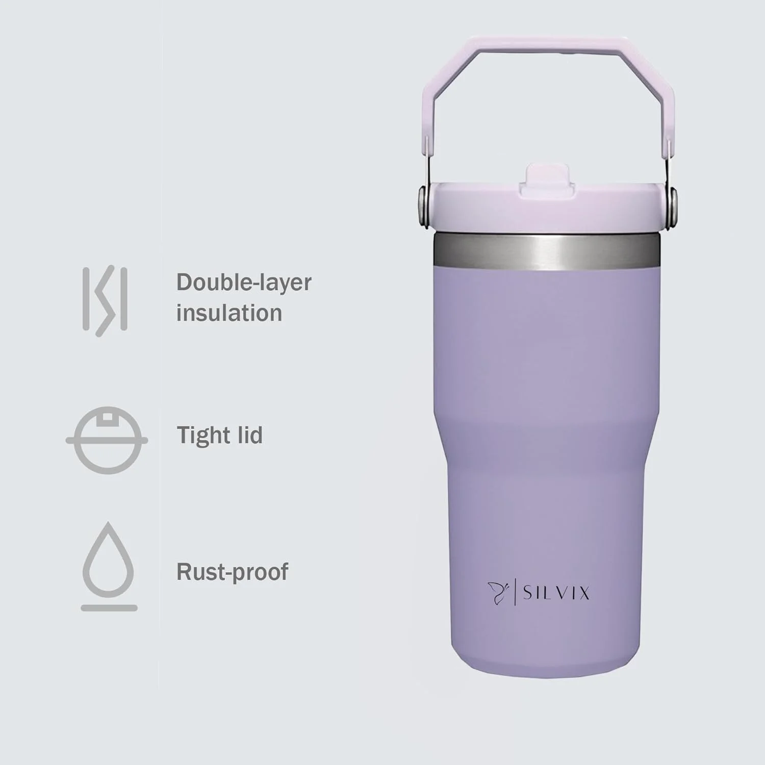 SILVIX 600ML THERMOS CUP WITH STRAW | 304 STAINLESS STEEL | Double-Layer Vacuum Insulated Water Bottle | Leakproof Car Cup for Hot & Cold Drinks | Ideal Tumbler for Gym, Outdoor, & Kids (Purple) SILVIX 600ML THERMOS CUP WITH STRAW | 304 STAINLESS STEEL | Double-Layer Vacuum Insulated Water Bottle | Leakproof Car Cup for Hot & Cold Drinks | Ideal Tumbler for Gym, Outdoor, & Kids (Purple)