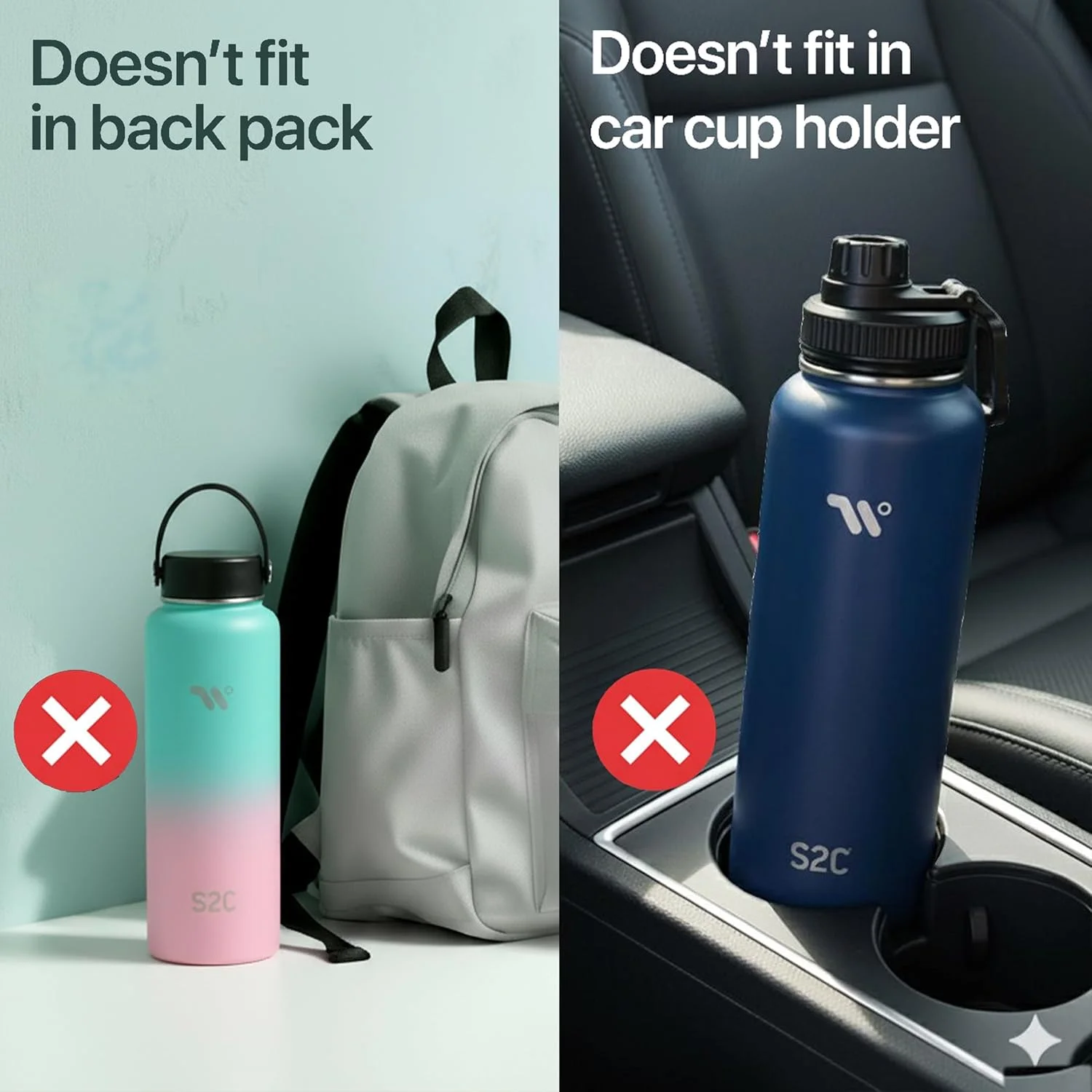 بطری آب عایق S2C با ظرفیت 1200 میلی لیتر به همراه 3 درب، دوجداره، ضد نشت، بطری استیل ضد زنگ با نی برای باشگاه، فلاسک آب قمقمه برای آب گرم (آدامس بادکنکی) بطری آب عایق S2C با ظرفیت 1200 میلی لیتر به همراه 3 درب، دوجداره، ضد نشت، بطری استیل ضد زنگ با نی برای باشگاه، فلاسک آب قمقمه برای آب گرم (آدامس بادکنکی)