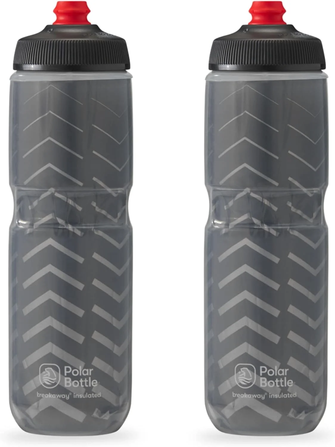 بطری آب عایق Polar Bottle Breakaway - بدون BPA، بطری فشاری برای دوچرخه سواری و ورزش (Bolt - Charcoal، 710 میلی لیتر) - بسته 2 عددی