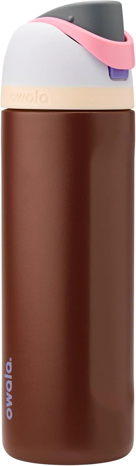 بطری آب استیل ضد زنگ عایق شده Owala FreeSip با درب دکمه ای قفل شونده - 24 اونس - آبی/قرمز (رژه کرنبری) بطری آب استیل ضد زنگ عایق شده Owala FreeSip با درب دکمه ای قفل شونده - 24 اونس - آبی/قرمز (رژه کرنبری)