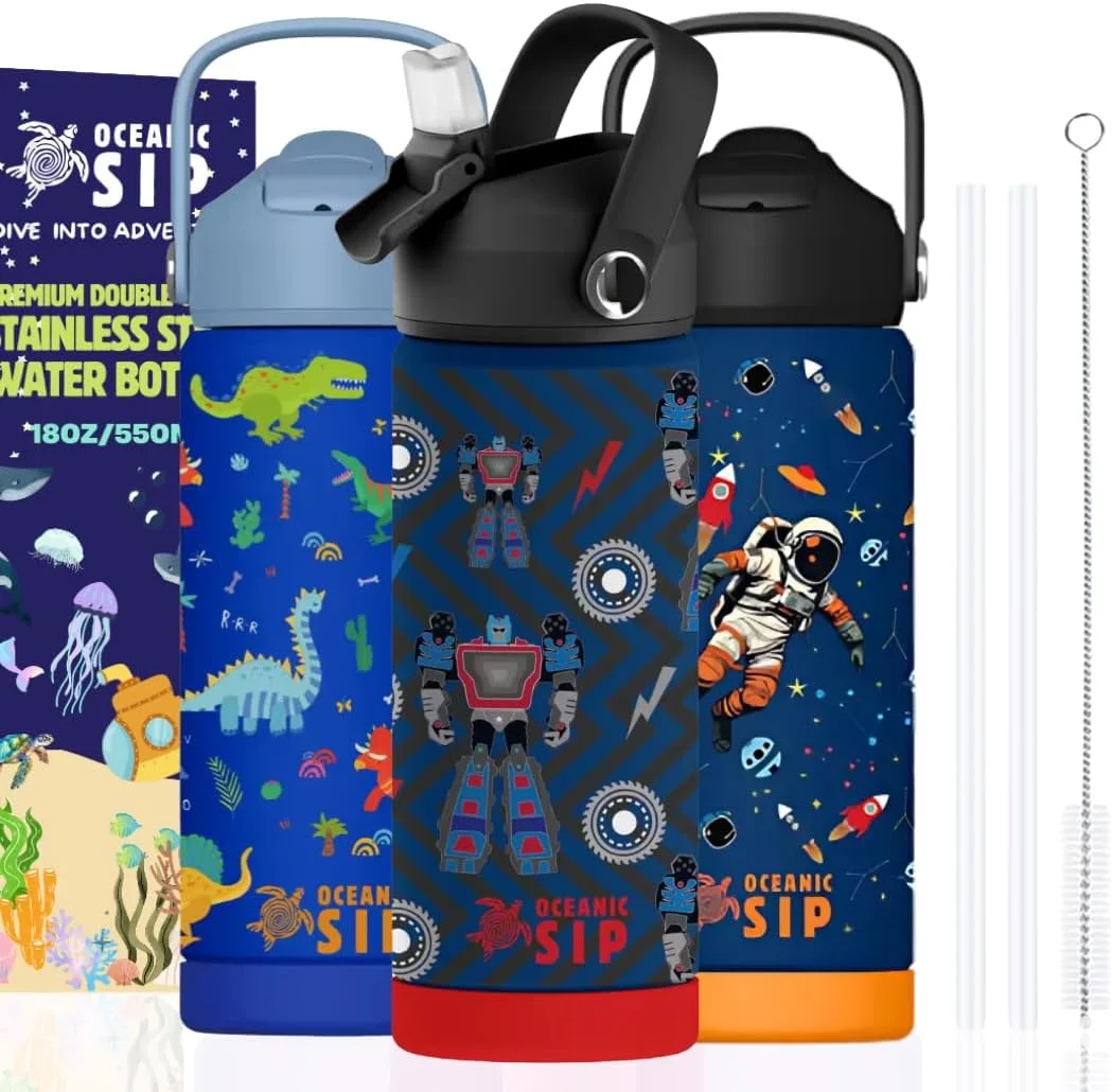 قمقمه آب استیل ضد زنگ پسرانه Oceanic، ۵۵۰ میلی لیتر، عایق خلاء دو جداره، استیل ضد زنگ 304، بدون BPA و ضد نشت (ربات، ۵۵۰ میلی لیتر) قمقمه آب استیل ضد زنگ پسرانه Oceanic، ۵۵۰ میلی لیتر، عایق خلاء دو جداره، استیل ضد زنگ 304، بدون BPA و ضد نشت (ربات، ۵۵۰ میلی لیتر)