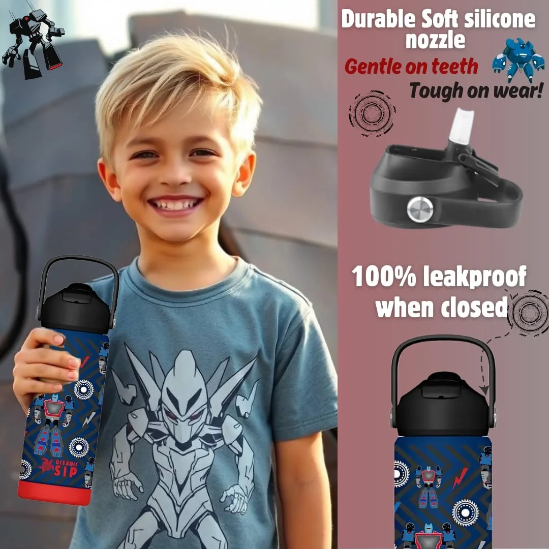 قمقمه آب استیل ضد زنگ پسرانه Oceanic، ۵۵۰ میلی لیتر، عایق خلاء دو جداره، استیل ضد زنگ 304، بدون BPA و ضد نشت (ربات، ۵۵۰ میلی لیتر) قمقمه آب استیل ضد زنگ پسرانه Oceanic، ۵۵۰ میلی لیتر، عایق خلاء دو جداره، استیل ضد زنگ 304، بدون BPA و ضد نشت (ربات، ۵۵۰ میلی لیتر)