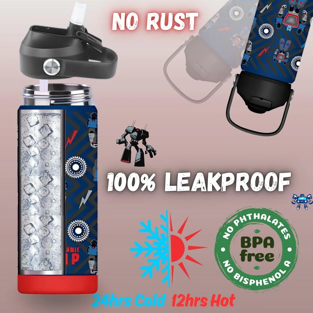 قمقمه آب استیل ضد زنگ پسرانه Oceanic، ۵۵۰ میلی لیتر، عایق خلاء دو جداره، استیل ضد زنگ 304، بدون BPA و ضد نشت (ربات، ۵۵۰ میلی لیتر) قمقمه آب استیل ضد زنگ پسرانه Oceanic، ۵۵۰ میلی لیتر، عایق خلاء دو جداره، استیل ضد زنگ 304، بدون BPA و ضد نشت (ربات، ۵۵۰ میلی لیتر)