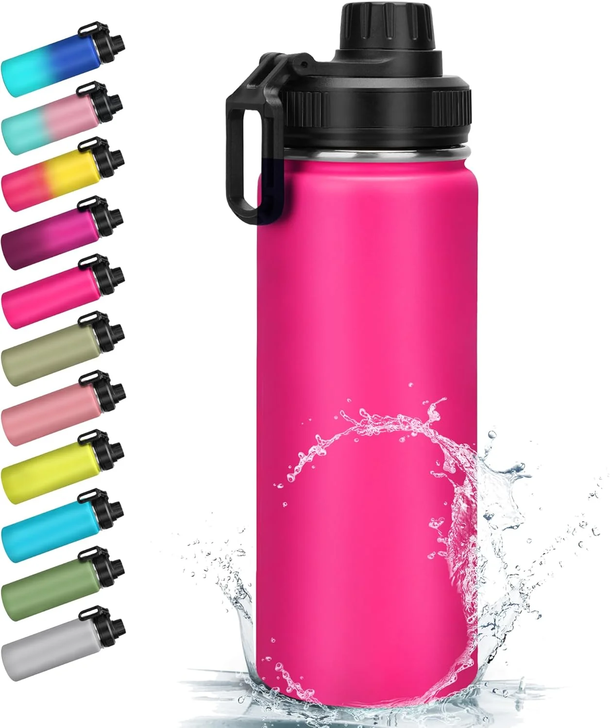 Milifox Stainless Steel Water Bottle, 500ml/18oz Insulated Vacuum Bottles BPA Free Double Walled, 8 Hot 18 Cold Thermal Water Flask Leak Proof for Adult Home Office School(Rose Pink)