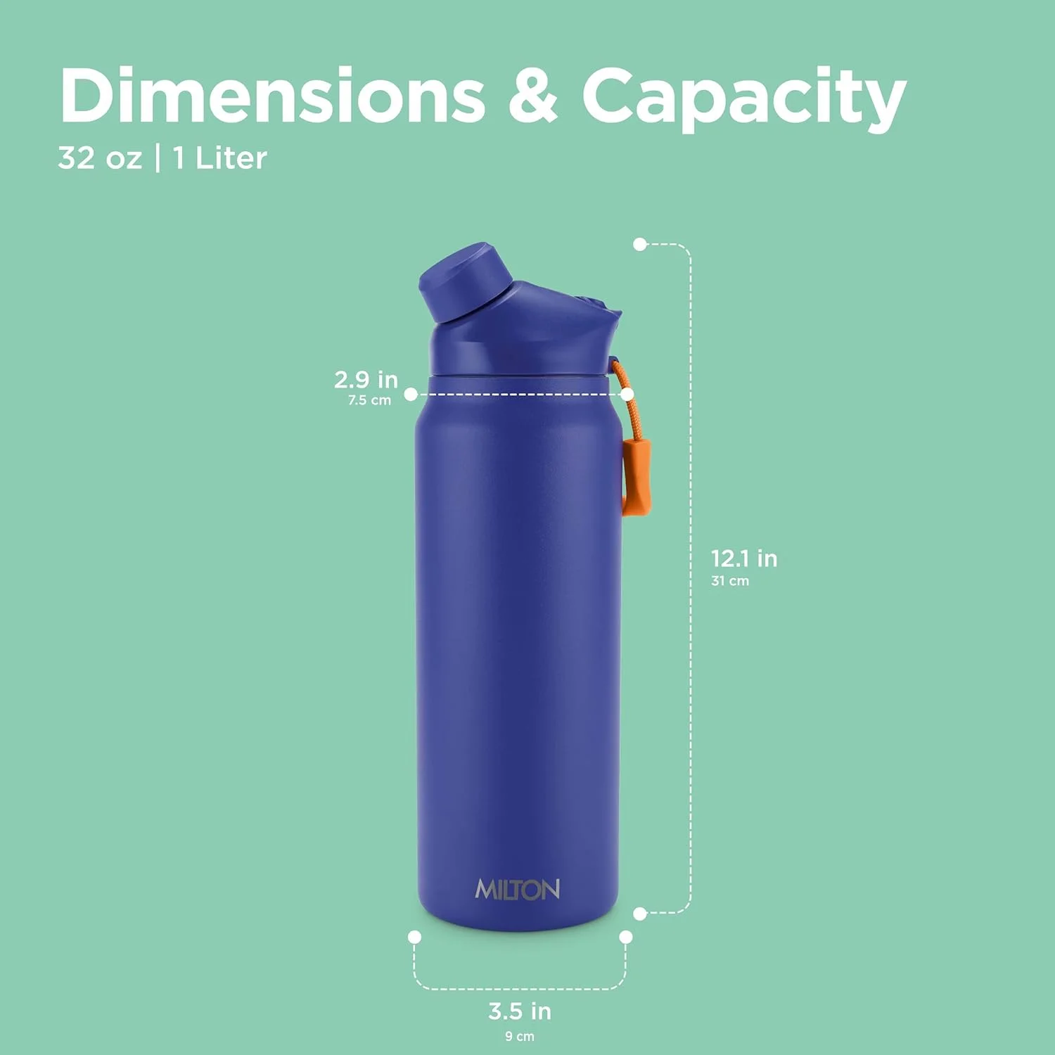 بطری آب عایق خلاء 940 میلی لیتری میلتون با درب نی مغناطیسی، نوشیدنی ها را 12 ساعت گرم و 24 ساعت سرد نگه می دارد، استیل ضد زنگ 18/8، فلاسک دو جداره با پوشش داخلی مسی برای ورزش - فیروزه ای - آبی بطری آب عایق خلاء 940 میلی لیتری میلتون با درب نی مغناطیسی، نوشیدنی ها را 12 ساعت گرم و 24 ساعت سرد نگه می دارد، استیل ضد زنگ 18/8، فلاسک دو جداره با پوشش داخلی مسی برای ورزش - فیروزه ای - آبی