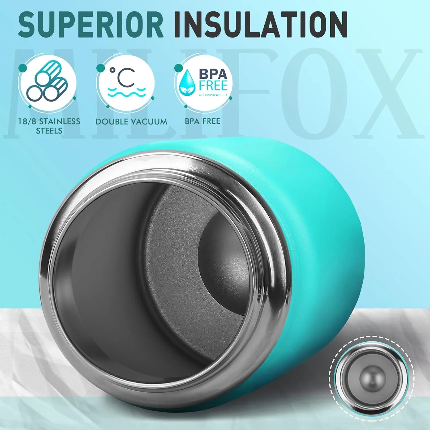 بطری آب استیل ضد زنگ Milifox، 350 میلی لیتر / 12 اونس، عایق خلاء، بدون BPA، دو جداره، فلاسک حرارتی ضد نشت برای بزرگسالان، خانه، دفتر، مدرسه (آبی) بطری آب استیل ضد زنگ Milifox، 350 میلی لیتر / 12 اونس، عایق خلاء، بدون BPA، دو جداره، فلاسک حرارتی ضد نشت برای بزرگسالان، خانه، دفتر، مدرسه (آبی)