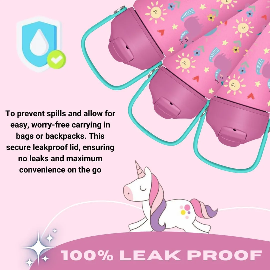 بطری آب استیل 550 میلی لیتری سرزمین لالایی برای کودکان، با این بطری آب کودکان در مدرسه هیدراته بمانید، بطری صورتی تک شاخ بدون نشتی و بدون BPA برای دختران بطری آب استیل 550 میلی لیتری سرزمین لالایی برای کودکان، با این بطری آب کودکان در مدرسه هیدراته بمانید، بطری صورتی تک شاخ بدون نشتی و بدون BPA برای دختران