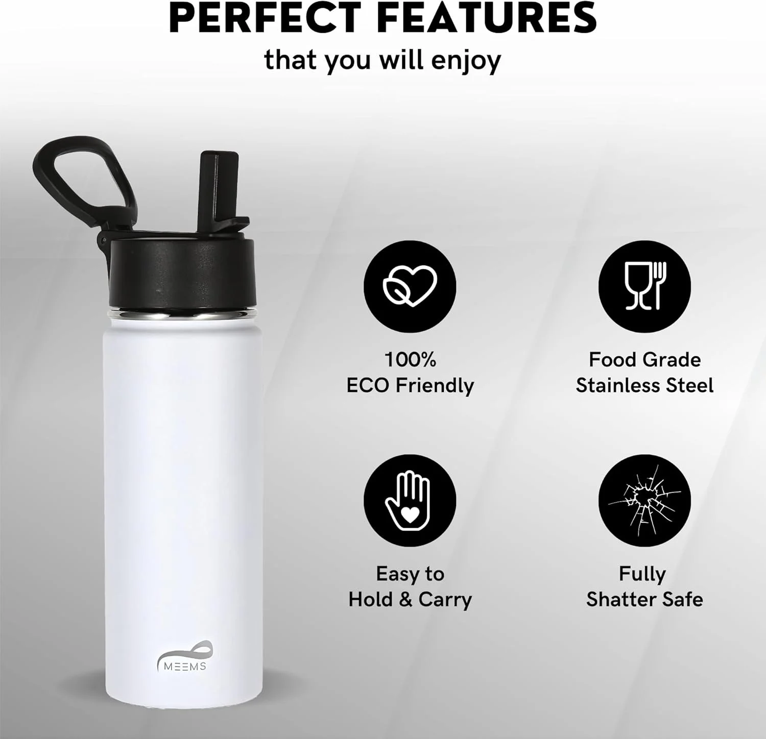 فلاسک عایق دو جداره 550 میلی لیتری MEEMS با 2 درب محکم و نی، قمقمه استیل ضد زنگ بدون BPA - مایعات را تا 6-12 ساعت گرم/سرد نگه می دارد، ماگ خلاء ورزشی ضد نشت (سفید) (سفید) فلاسک عایق دو جداره 550 میلی لیتری MEEMS با 2 درب محکم و نی، قمقمه استیل ضد زنگ بدون BPA - مایعات را تا 6-12 ساعت گرم/سرد نگه می دارد، ماگ خلاء ورزشی ضد نشت (سفید) (سفید)