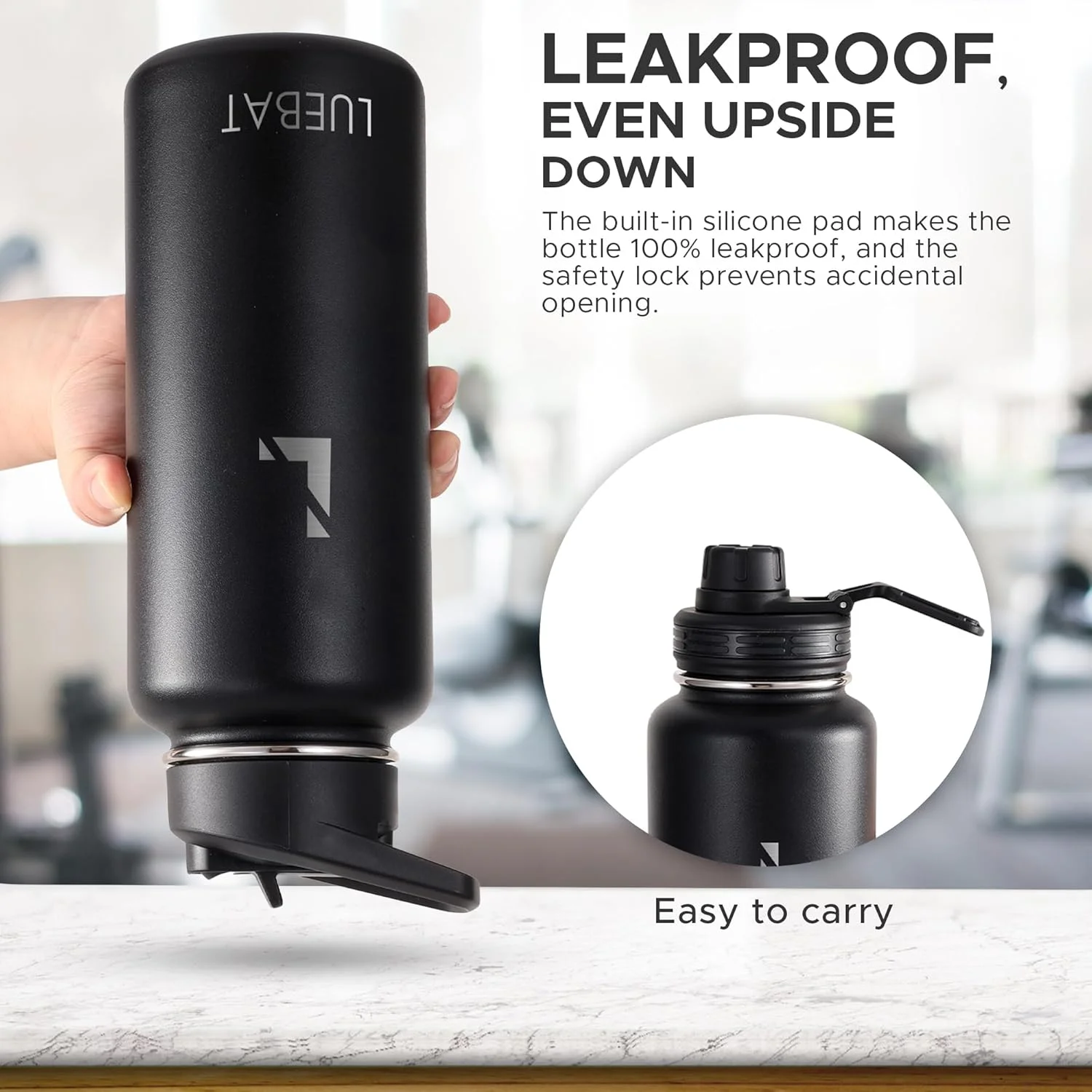 بطری آب LUEBAT، 950 میلی لیتر، دوجداره، عایق خلاء، استیل ضد زنگ، ضد نشت، بدون BPA، قمقمه قابل استفاده مجدد برای نوشیدنی های گرم/سرد، دارای 2 درب، نی و برس تمیز کننده، مشکی بطری آب LUEBAT، 950 میلی لیتر، دوجداره، عایق خلاء، استیل ضد زنگ، ضد نشت، بدون BPA، قمقمه قابل استفاده مجدد برای نوشیدنی های گرم/سرد، دارای 2 درب، نی و برس تمیز کننده، مشکی