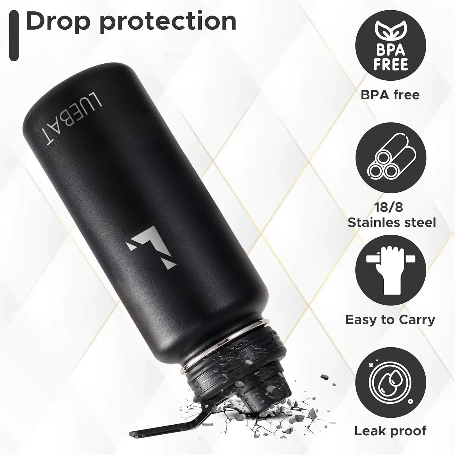 بطری آب LUEBAT، 950 میلی لیتر، دوجداره، عایق خلاء، استیل ضد زنگ، ضد نشت، بدون BPA، قمقمه قابل استفاده مجدد برای نوشیدنی های گرم/سرد، دارای 2 درب، نی و برس تمیز کننده، مشکی بطری آب LUEBAT، 950 میلی لیتر، دوجداره، عایق خلاء، استیل ضد زنگ، ضد نشت، بدون BPA، قمقمه قابل استفاده مجدد برای نوشیدنی های گرم/سرد، دارای 2 درب، نی و برس تمیز کننده، مشکی