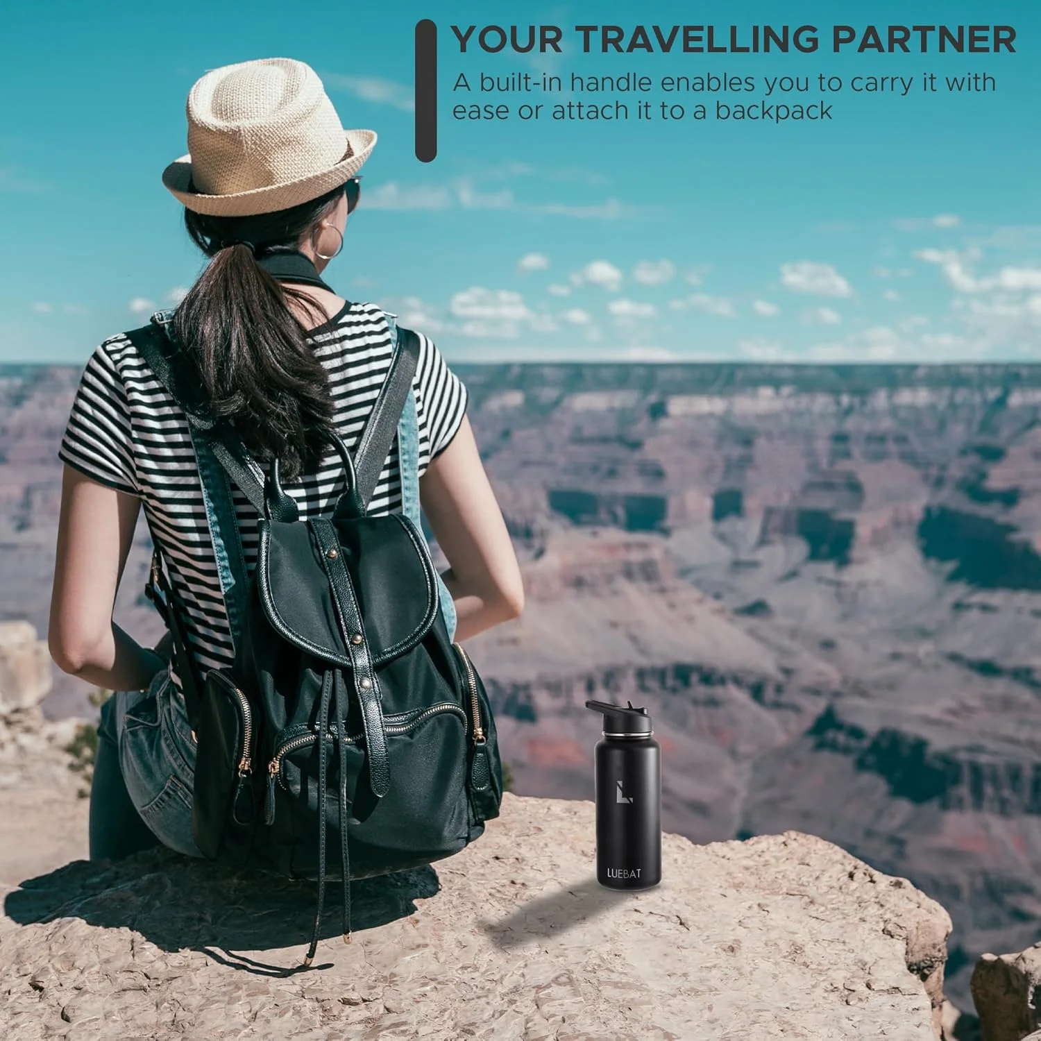 بطری آب LUEBAT، 950 میلی لیتر، دوجداره، عایق خلاء، استیل ضد زنگ، ضد نشت، بدون BPA، قمقمه قابل استفاده مجدد برای نوشیدنی های گرم/سرد، دارای 2 درب، نی و برس تمیز کننده، مشکی بطری آب LUEBAT، 950 میلی لیتر، دوجداره، عایق خلاء، استیل ضد زنگ، ضد نشت، بدون BPA، قمقمه قابل استفاده مجدد برای نوشیدنی های گرم/سرد، دارای 2 درب، نی و برس تمیز کننده، مشکی