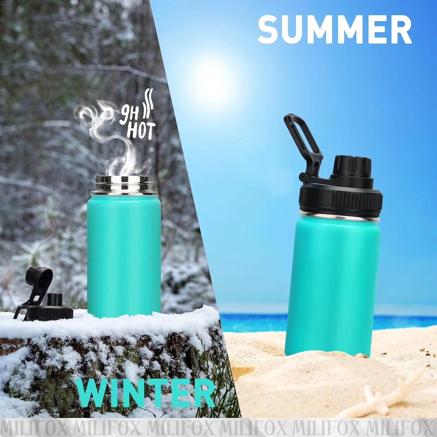 بطری آب استیل ضد زنگ Milifox، 350 میلی لیتر / 12 اونس، عایق خلاء، بدون BPA، دو جداره، فلاسک حرارتی ضد نشت برای بزرگسالان، خانه، دفتر، مدرسه (آبی) بطری آب استیل ضد زنگ Milifox، 350 میلی لیتر / 12 اونس، عایق خلاء، بدون BPA، دو جداره، فلاسک حرارتی ضد نشت برای بزرگسالان، خانه، دفتر، مدرسه (آبی)