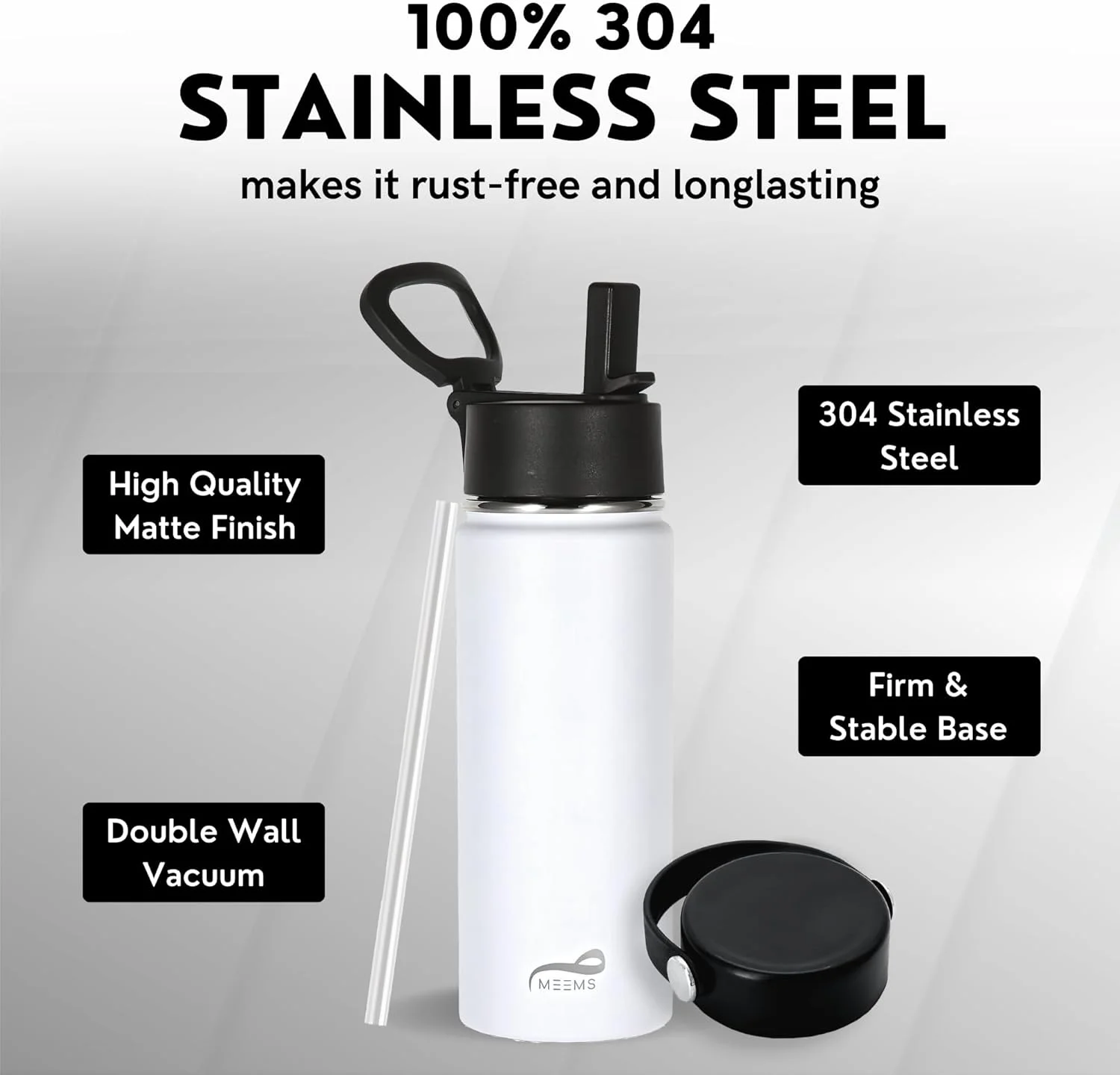 فلاسک عایق دو جداره 550 میلی لیتری MEEMS با 2 درب محکم و نی، قمقمه استیل ضد زنگ بدون BPA - مایعات را تا 6-12 ساعت گرم/سرد نگه می دارد، ماگ خلاء ورزشی ضد نشت (سفید) (سفید) فلاسک عایق دو جداره 550 میلی لیتری MEEMS با 2 درب محکم و نی، قمقمه استیل ضد زنگ بدون BPA - مایعات را تا 6-12 ساعت گرم/سرد نگه می دارد، ماگ خلاء ورزشی ضد نشت (سفید) (سفید)