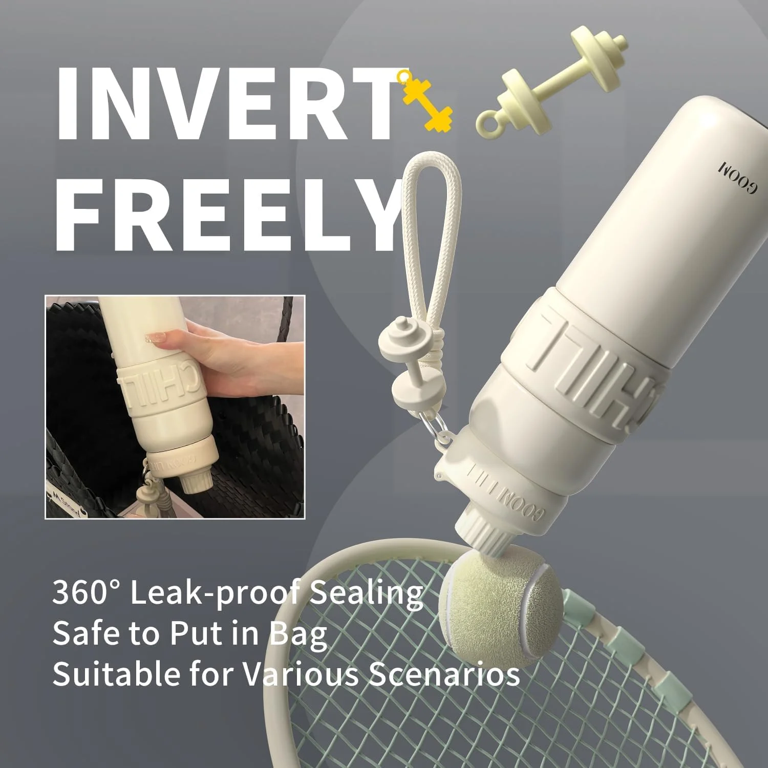 بطری آب عایق 710 میلی لیتری GOOM Chill، بطری آب استیل ضد زنگ 18/10 با نی و درب نی دار، بطری آب ضد نشت برای مردان، زنان، هدیه برای مادر، او، او - سفید بطری آب عایق 710 میلی لیتری GOOM Chill، بطری آب استیل ضد زنگ 18/10 با نی و درب نی دار، بطری آب ضد نشت برای مردان، زنان، هدیه برای مادر، او، او - سفید