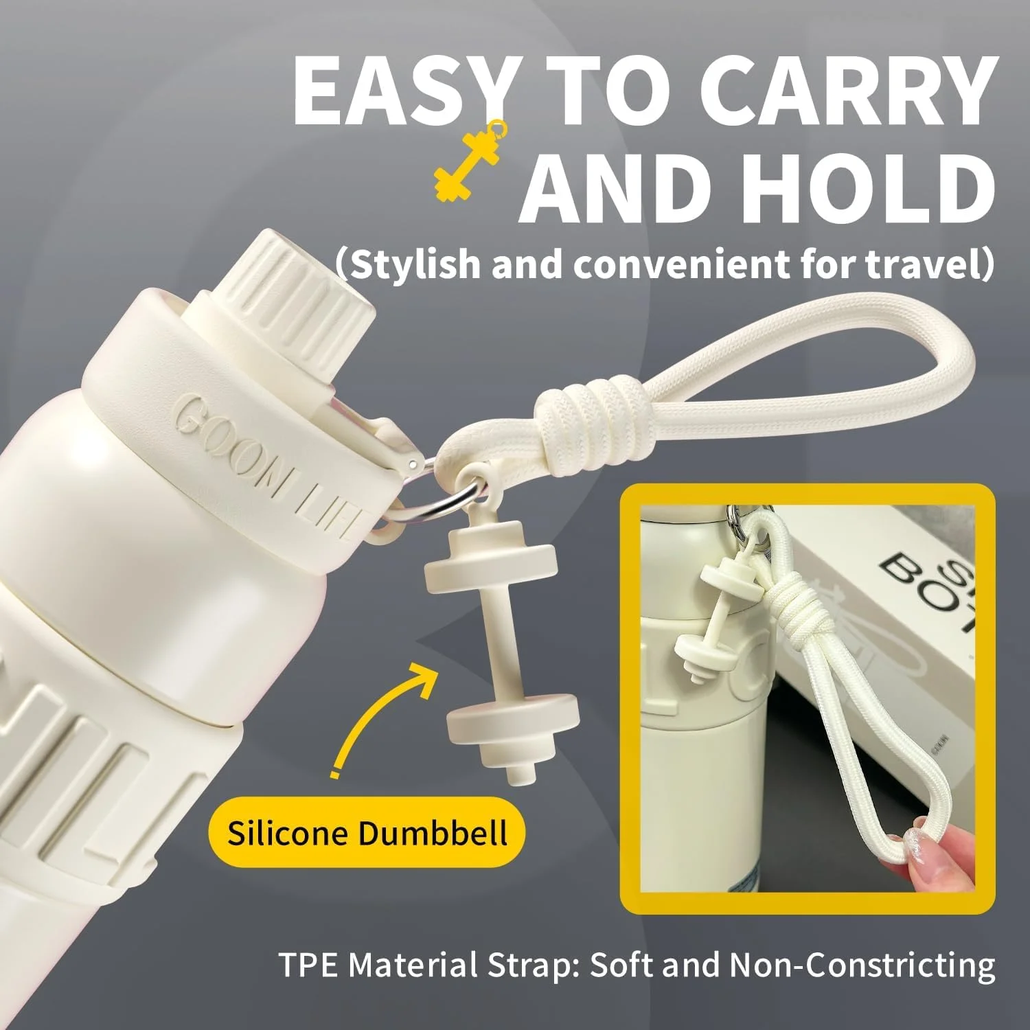 بطری آب عایق 710 میلی لیتری GOOM Chill، بطری آب استیل ضد زنگ 18/10 با نی و درب نی دار، بطری آب ضد نشت برای مردان، زنان، هدیه برای مادر، او، او - سفید بطری آب عایق 710 میلی لیتری GOOM Chill، بطری آب استیل ضد زنگ 18/10 با نی و درب نی دار، بطری آب ضد نشت برای مردان، زنان، هدیه برای مادر، او، او - سفید