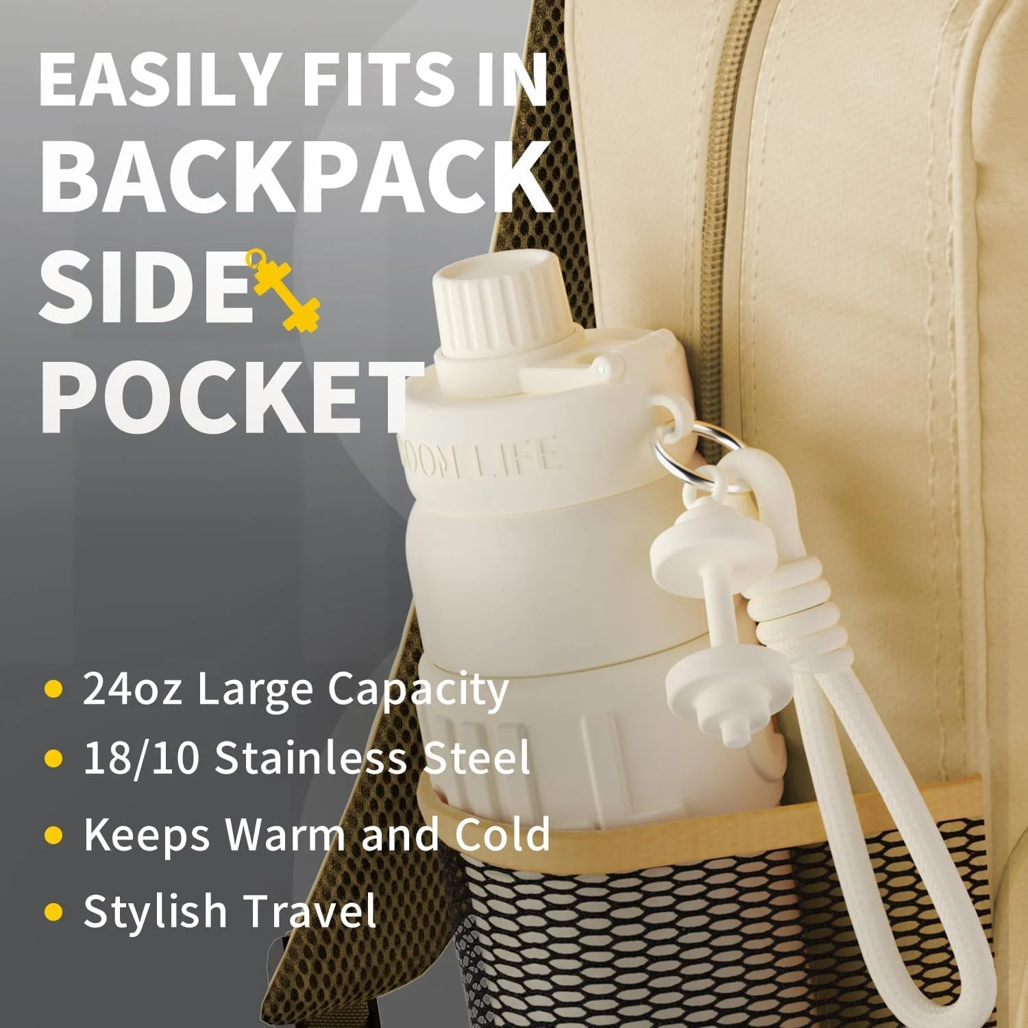 بطری آب عایق 710 میلی لیتری GOOM Chill، بطری آب استیل ضد زنگ 18/10 با نی و درب نی دار، بطری آب ضد نشت برای مردان، زنان، هدیه برای مادر، او، او - سفید بطری آب عایق 710 میلی لیتری GOOM Chill، بطری آب استیل ضد زنگ 18/10 با نی و درب نی دار، بطری آب ضد نشت برای مردان، زنان، هدیه برای مادر، او، او - سفید