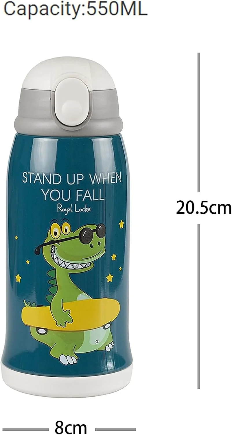 بطری نی دار عایق خلاء استیل ضد زنگ Joyzzz برای کودکان، بطری آب 550 میلی لیتری برای مدرسه کودکان به همراه نی، ست فنجان و 3 درب، فلاسک آب کودکان با بند شانه (دایناسور کوچک) بطری نی دار عایق خلاء استیل ضد زنگ Joyzzz برای کودکان، بطری آب 550 میلی لیتری برای مدرسه کودکان به همراه نی، ست فنجان و 3 درب، فلاسک آب کودکان با بند شانه (دایناسور کوچک)