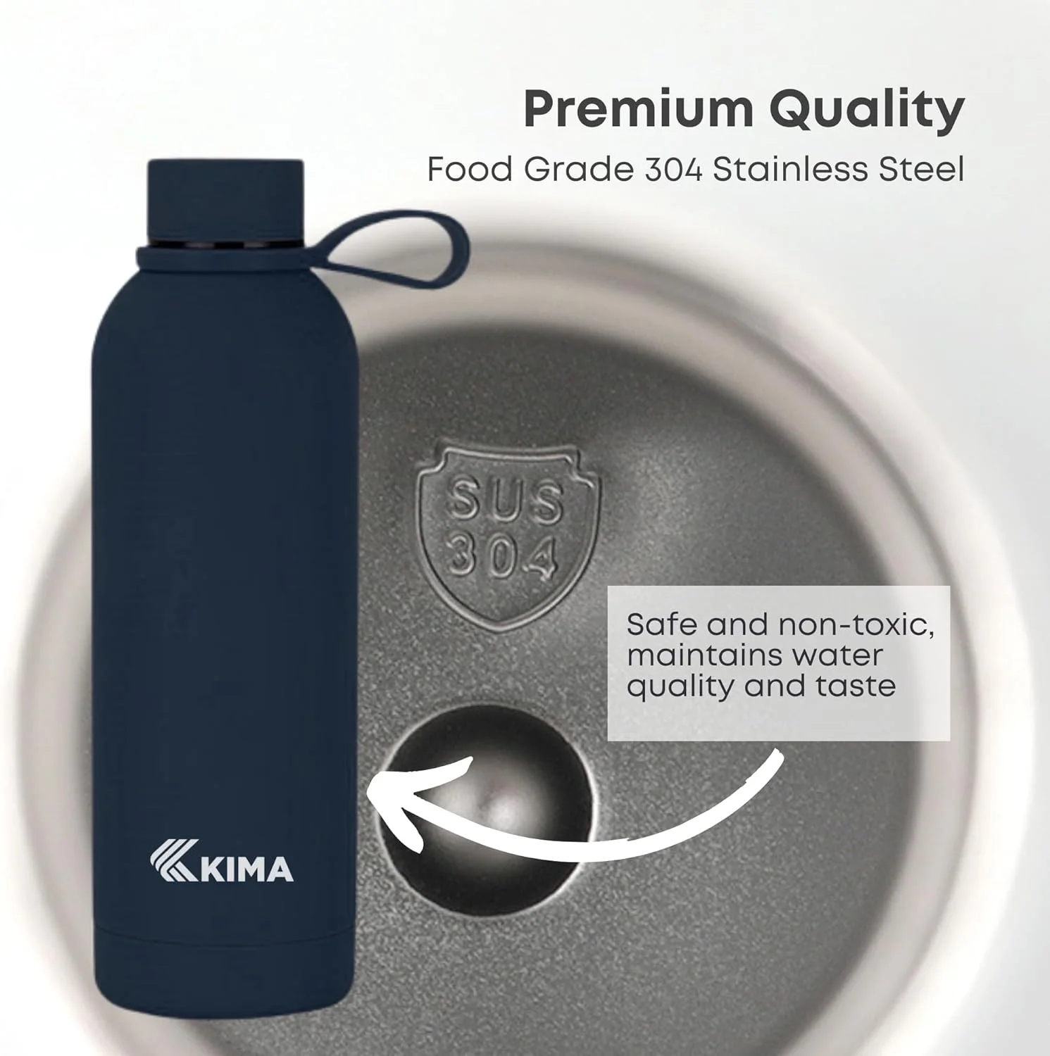 بطری آب عایق KIMA با ظرفیت 1 لیتر - فلاسک استیل ضد زنگ | نوشیدنی های گرم و سرد | بطری آب ورزشی قابل حمل با روکش مات | شامل نی های قابل استفاده مجدد و برس تمیز کننده (آبی سرمه ای) بطری آب عایق KIMA با ظرفیت 1 لیتر - فلاسک استیل ضد زنگ | نوشیدنی های گرم و سرد | بطری آب ورزشی قابل حمل با روکش مات | شامل نی های قابل استفاده مجدد و برس تمیز کننده (آبی سرمه ای)