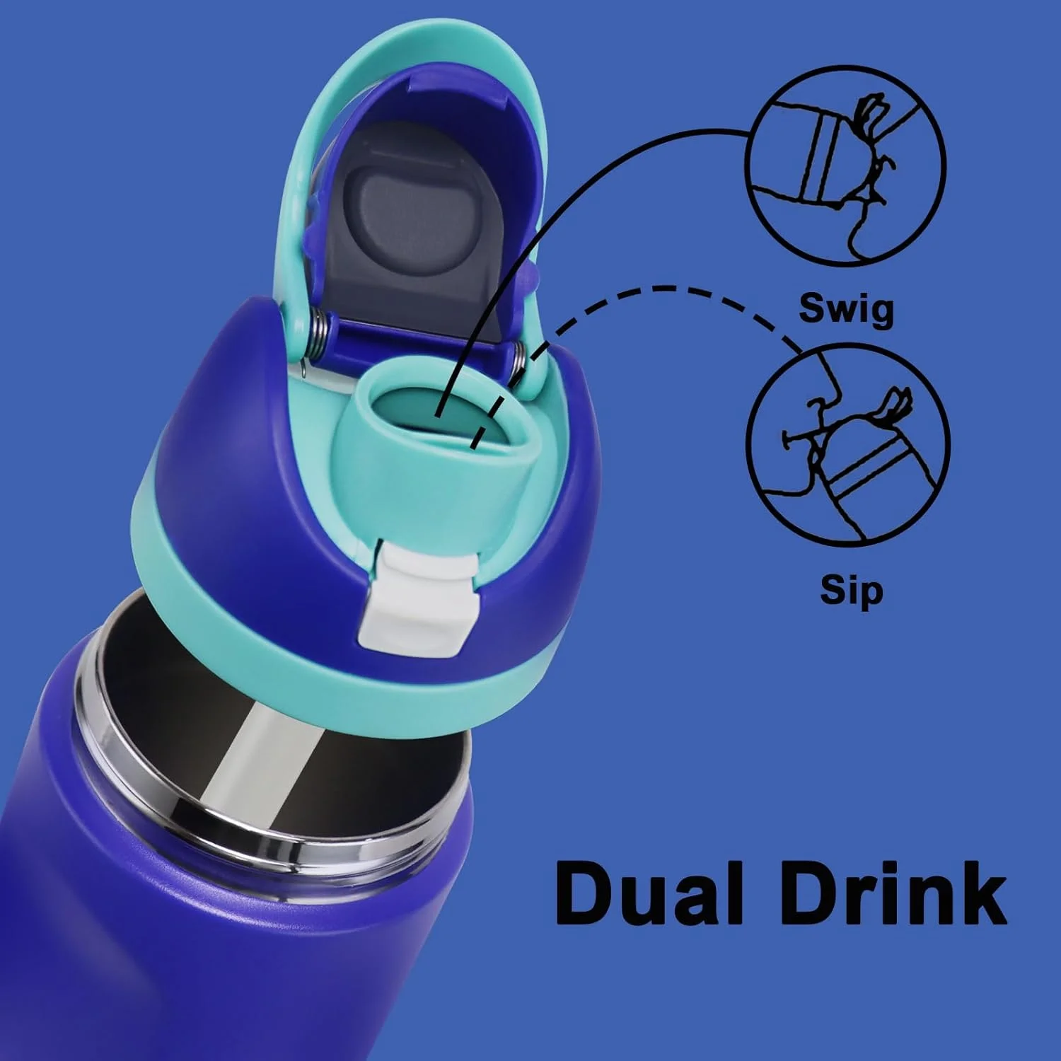 بطری آب فلزی عایق 710 میلی لیتری، قمقمه ورزشی استیل ضد زنگ با نی، دو جداره برای حفظ دمای نوشیدنی های گرم و سرد، ضد نشت، بدون BPA بطری آب فلزی عایق 710 میلی لیتری، قمقمه ورزشی استیل ضد زنگ با نی، دو جداره برای حفظ دمای نوشیدنی های گرم و سرد، ضد نشت، بدون BPA