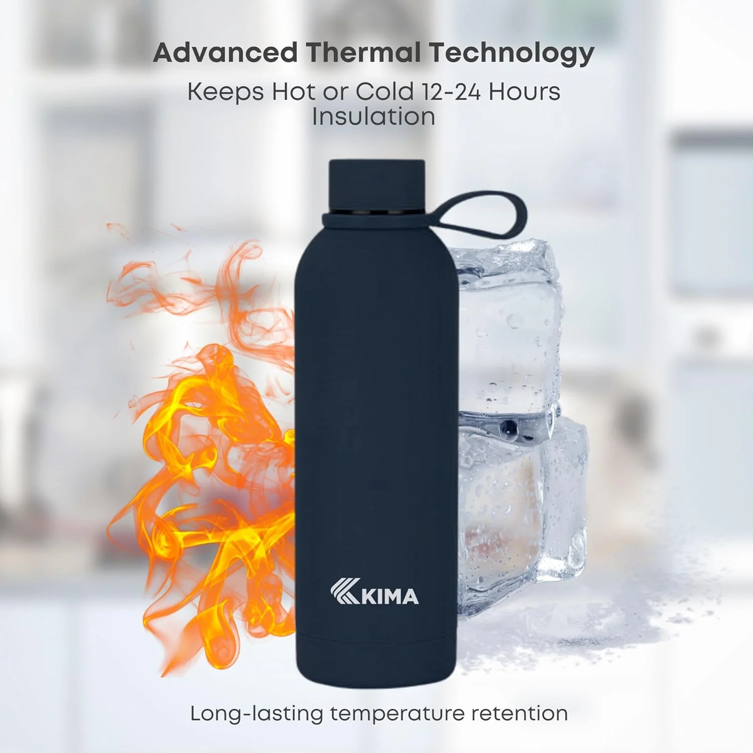 بطری آب عایق KIMA با ظرفیت 1 لیتر - فلاسک استیل ضد زنگ | نوشیدنی های گرم و سرد | بطری آب ورزشی قابل حمل با روکش مات | شامل نی های قابل استفاده مجدد و برس تمیز کننده (آبی سرمه ای) بطری آب عایق KIMA با ظرفیت 1 لیتر - فلاسک استیل ضد زنگ | نوشیدنی های گرم و سرد | بطری آب ورزشی قابل حمل با روکش مات | شامل نی های قابل استفاده مجدد و برس تمیز کننده (آبی سرمه ای)