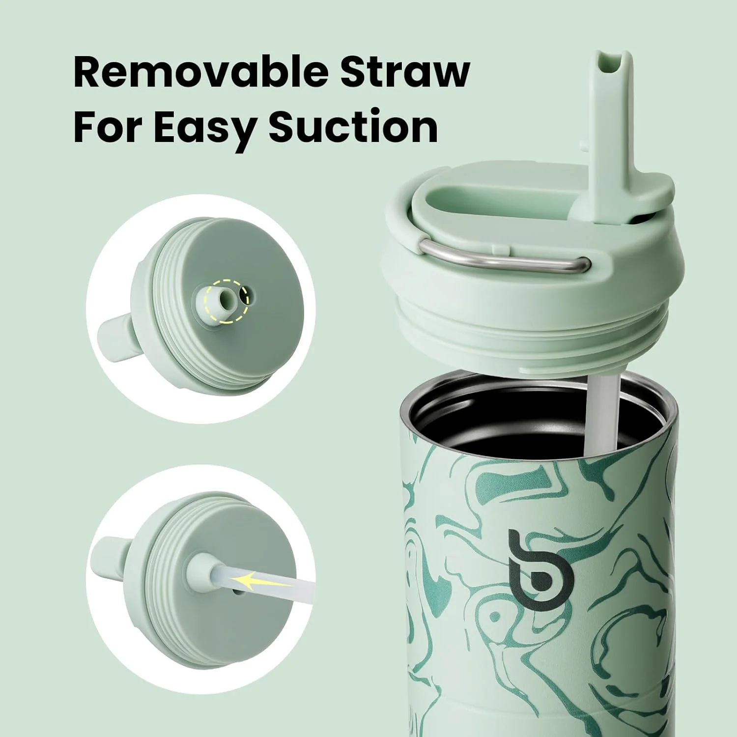 بطری آب عایق بندی شده BOTTLE BOTTLE با درب نی دار و دسته برای ورزش، مسافرت، باشگاه، بطری های آب استیل ضد زنگ، دو جداره، فلزی و ضد نشت، بدون BPA (دره سبز) بطری آب عایق بندی شده BOTTLE BOTTLE با درب نی دار و دسته برای ورزش، مسافرت، باشگاه، بطری های آب استیل ضد زنگ، دو جداره، فلزی و ضد نشت، بدون BPA (دره سبز)