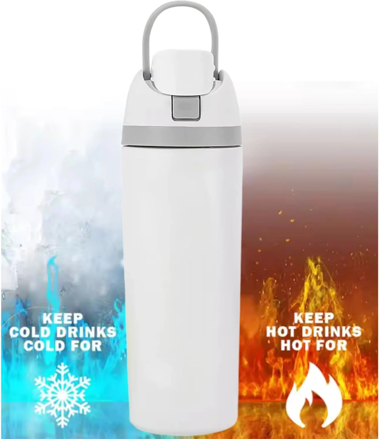 بطری آب استیل ضد زنگ عایق دار با نی برای نوشیدنی های سرد و گرم، 600 میلی لیتر، بدون BPA، ایده آل برای مسافرت، ورزش و استفاده روزانه (سفید) بطری آب استیل ضد زنگ عایق دار با نی برای نوشیدنی های سرد و گرم، 600 میلی لیتر، بدون BPA، ایده آل برای مسافرت، ورزش و استفاده روزانه (سفید)